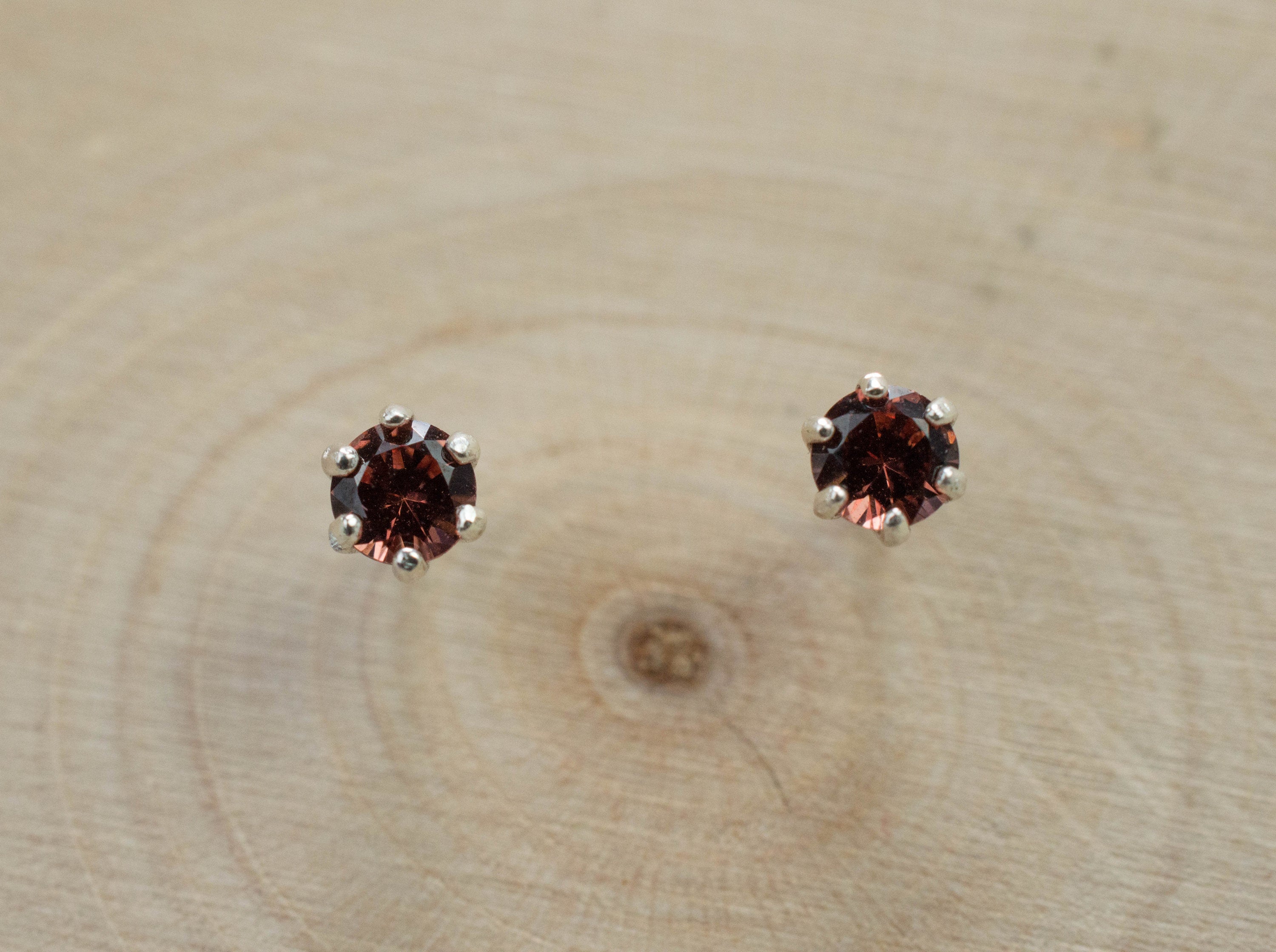 Cinnamon Garnet Earrings; Natural Untreated Tanzania Garnet; 0.250cts