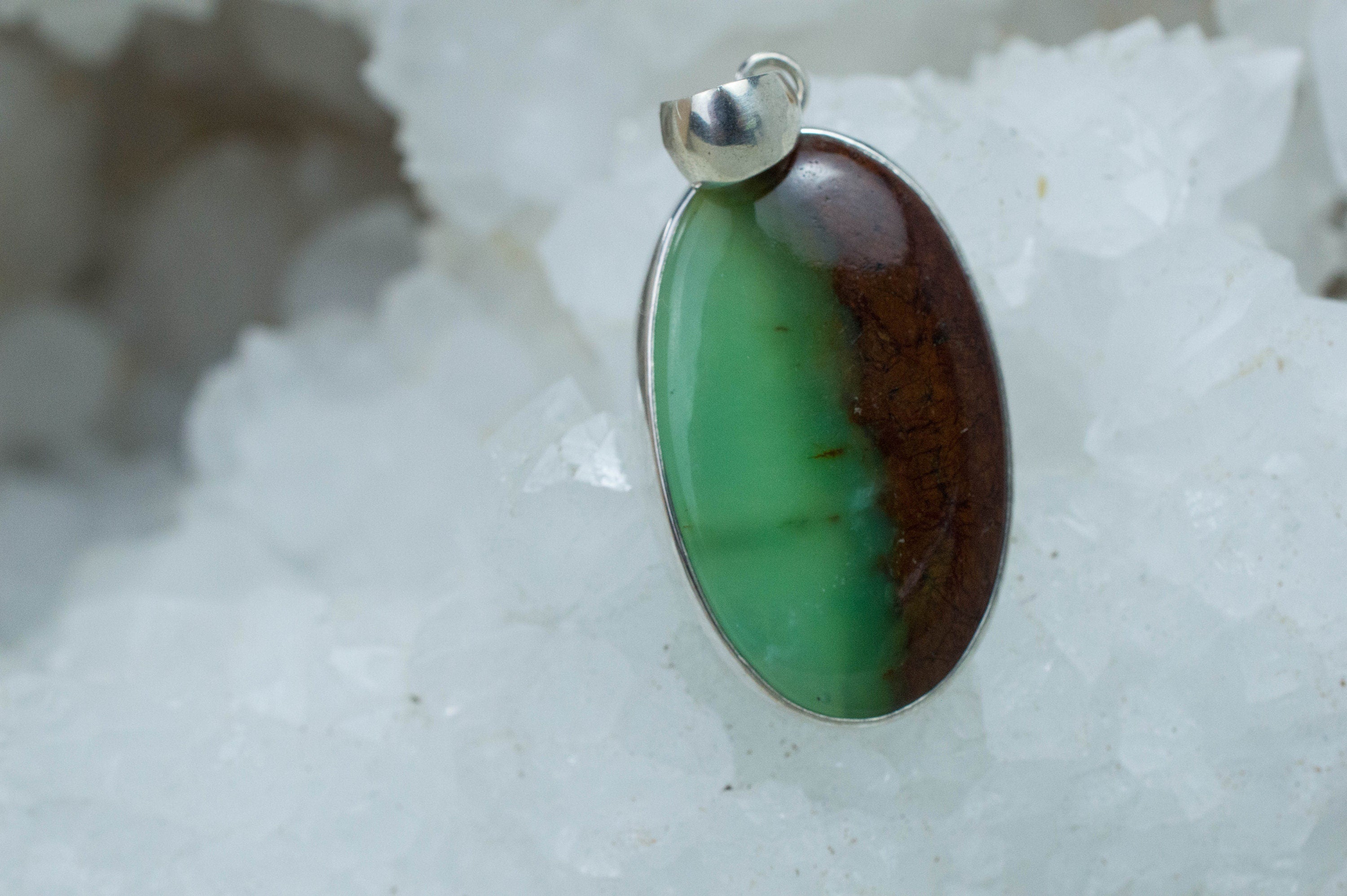 Chrysoprase Pendant; Genuine Untreated Australia Chrysoprase with Goethite - Mark Oliver Gems