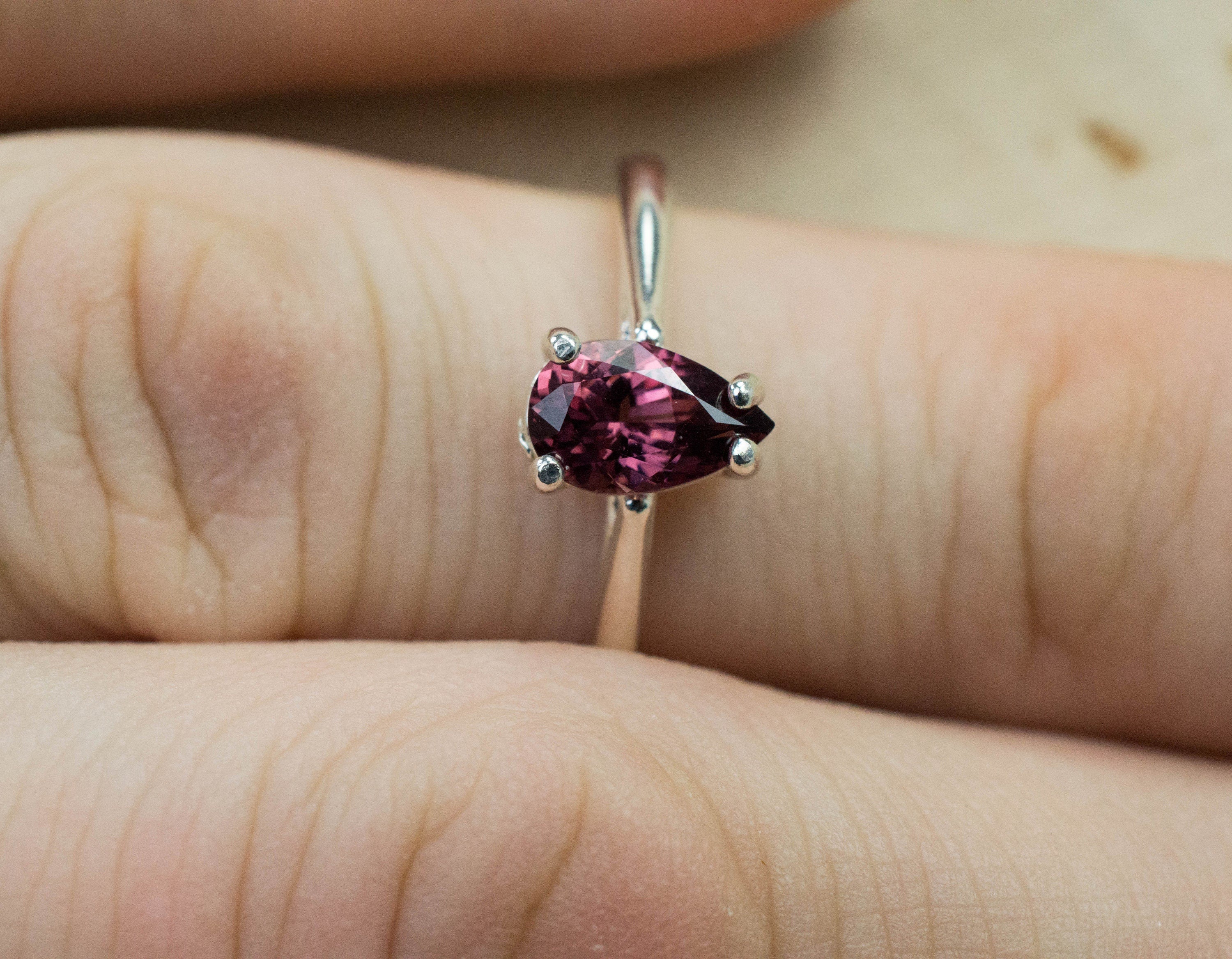 Cranberry Garnet Ring; Genuine Untreated Tanzania Garnet; 0.915cts - Mark Oliver Gems