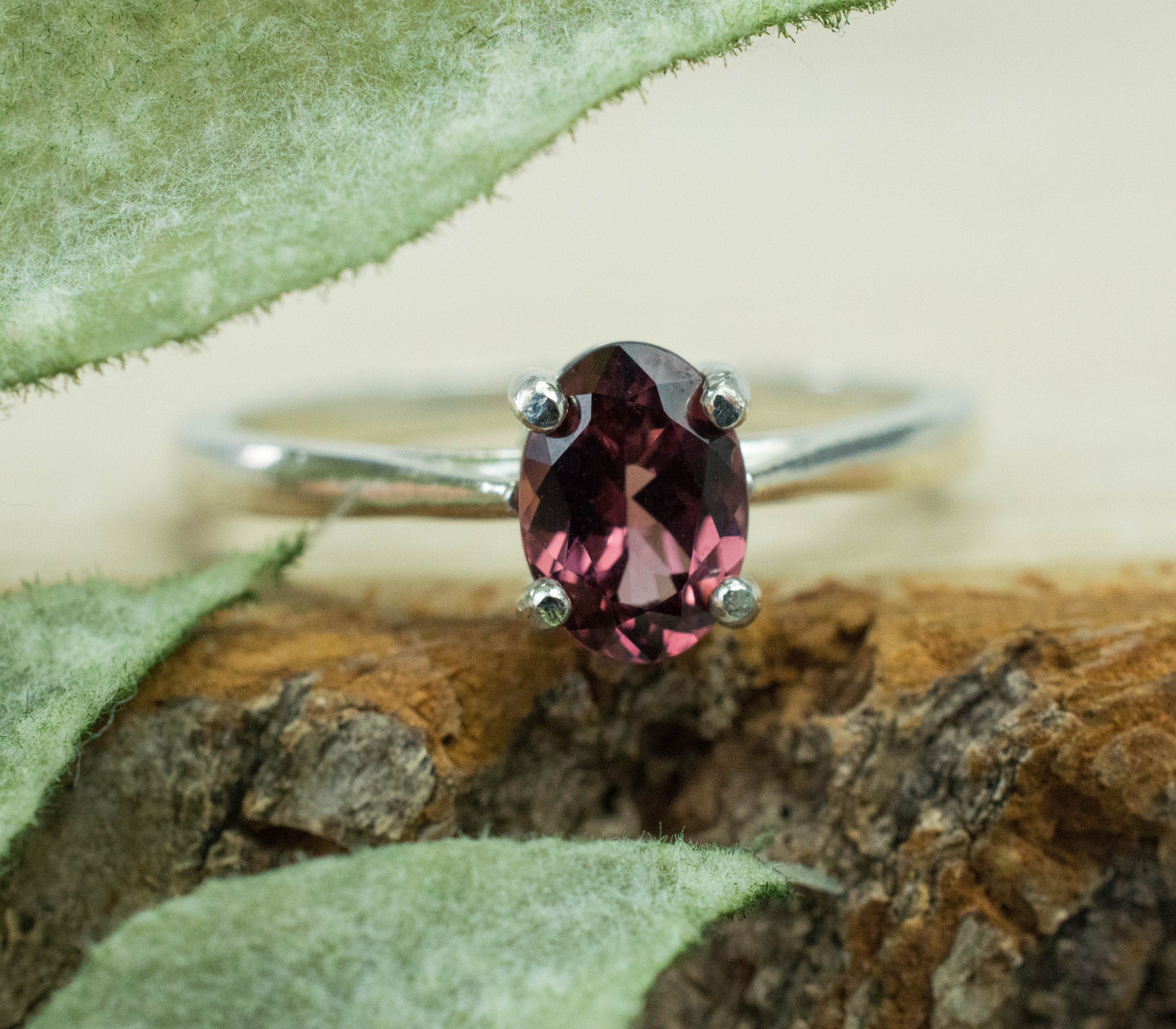 Cranberry Garnet Ring; Genuine Untreated Tanzania Garnet; 0.840cts - Mark Oliver Gems