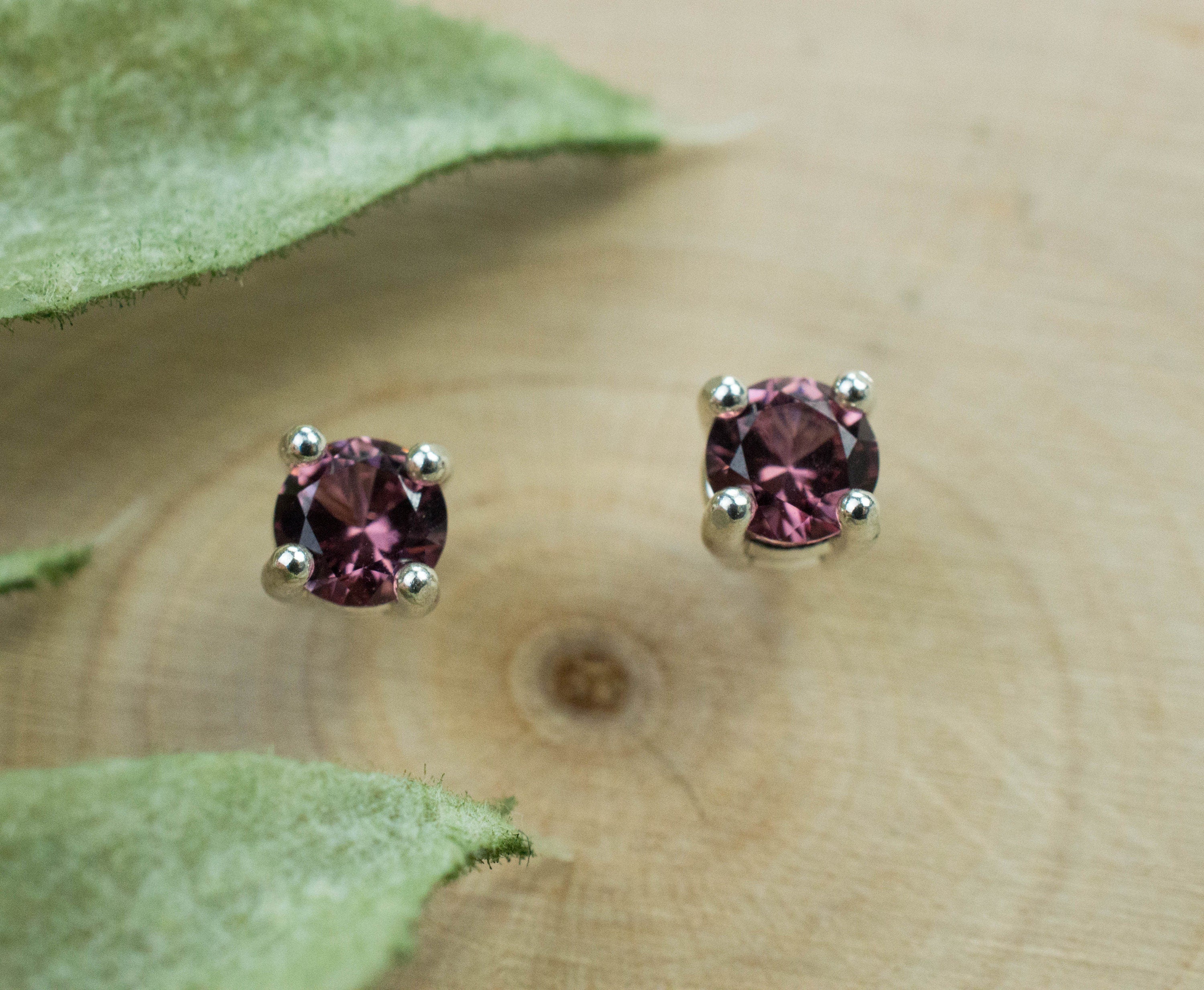 Cranberry Garnet Earrings, Natural Untreated Tanzanian Garnet; 0.520cts - Mark Oliver Gems