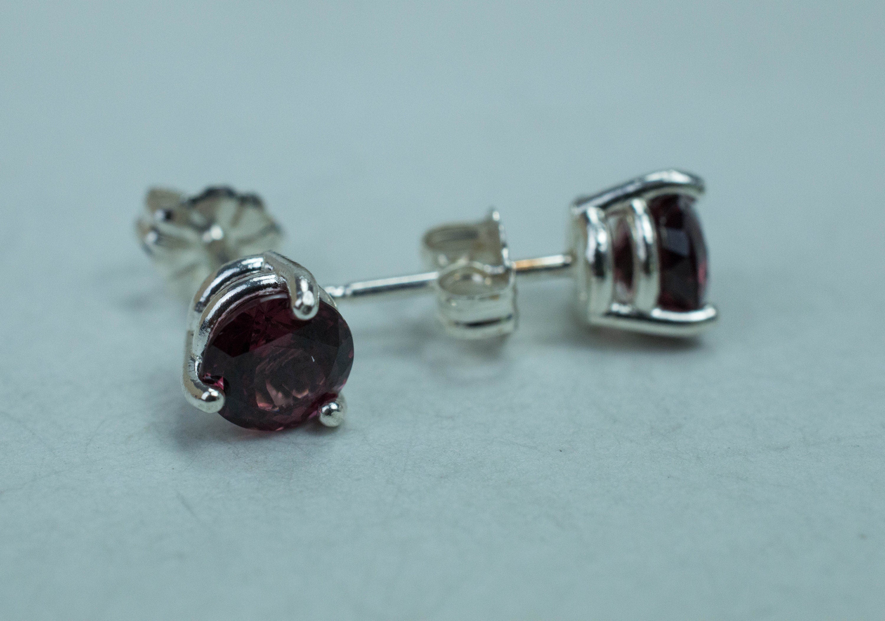 Cranberry Garnet Earrings, Natural Untreated Tanzanian Garnet; 2.125cts - Mark Oliver Gems