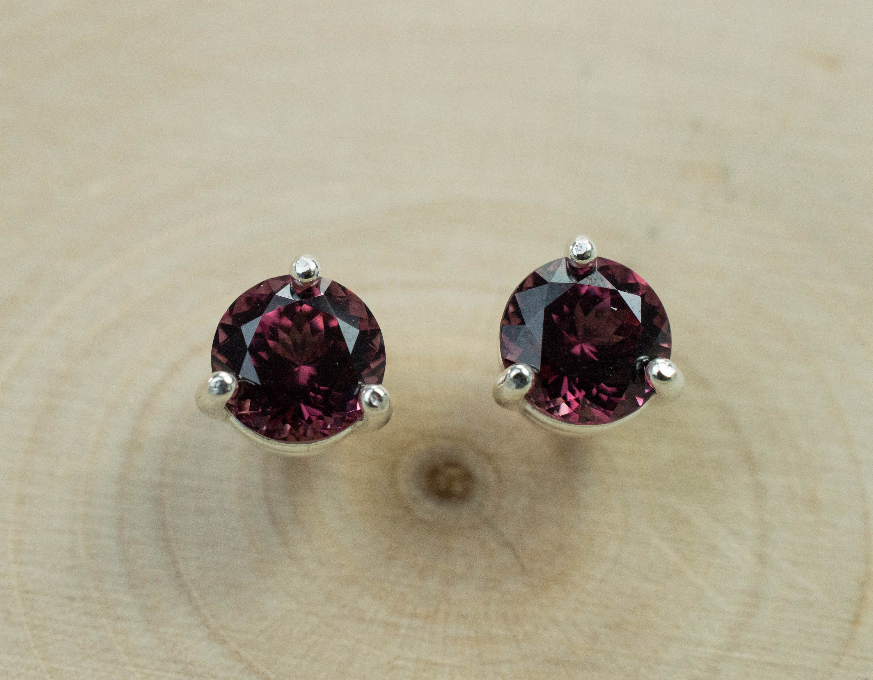 Cranberry Garnet Earrings, Natural Untreated Tanzanian Garnet; 2.125cts - Mark Oliver Gems