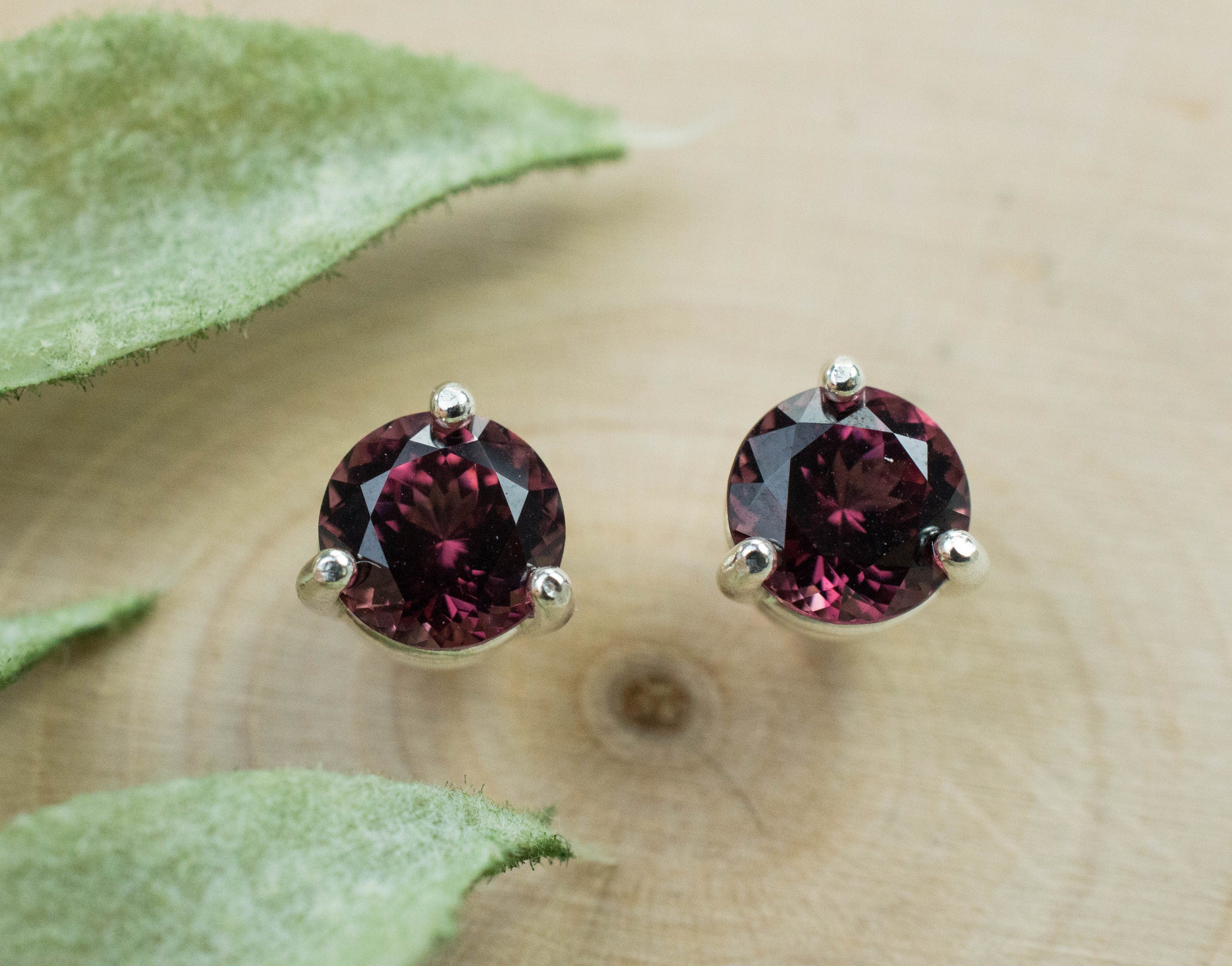 Cranberry Garnet Earrings, Natural Untreated Tanzanian Garnet; 2.125cts - Mark Oliver Gems