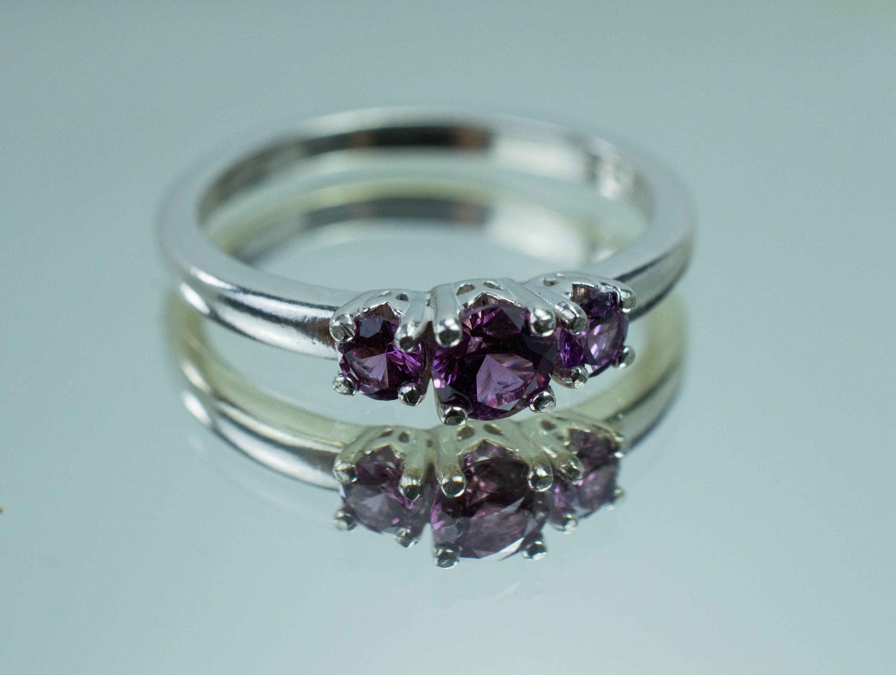 Purple Garnet Sterling Silver Ring, Genuine Untreated Rare Mozambique Garnets; 0.605cts