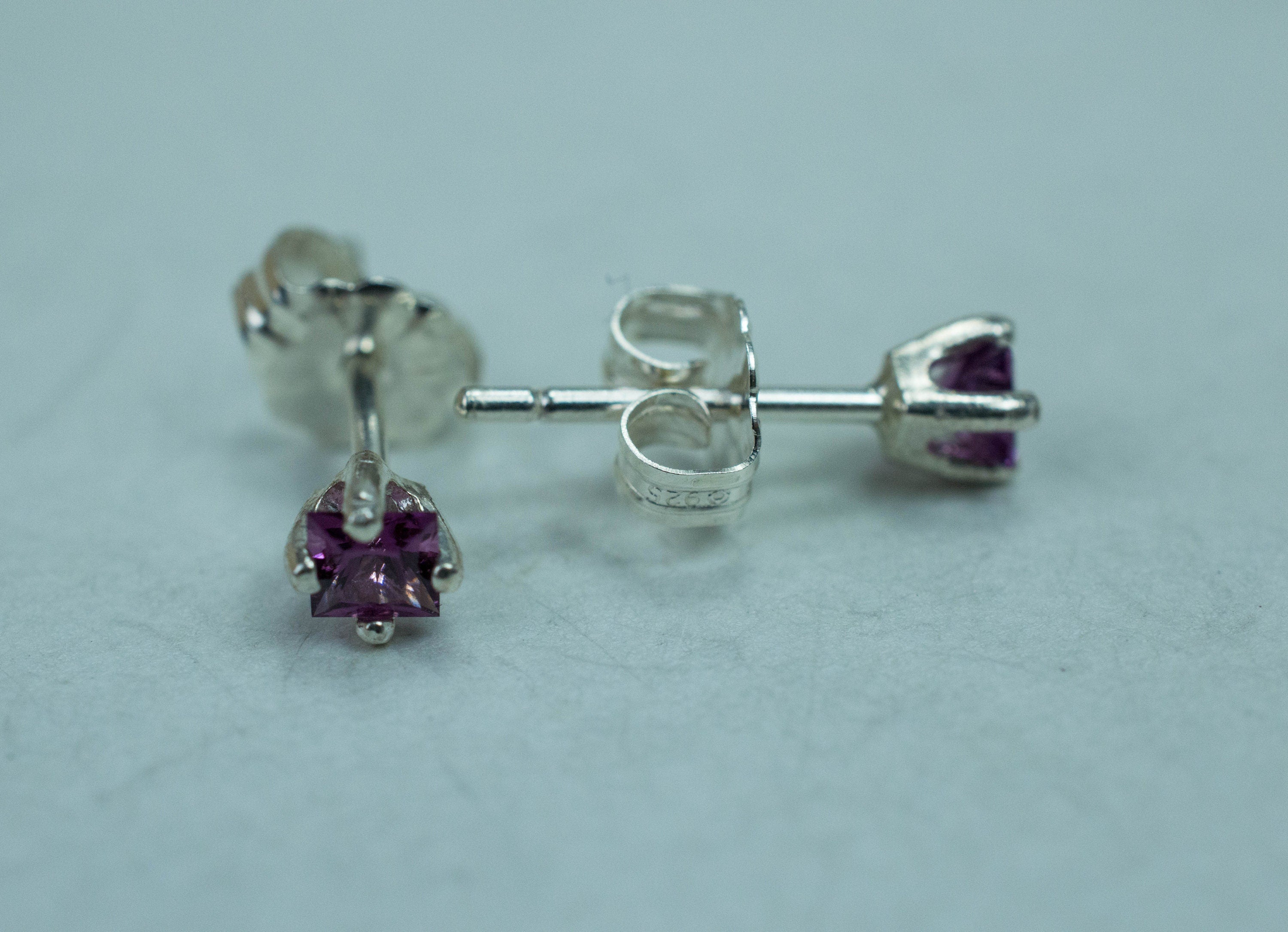 Purple Garnet Earrings, Genuine Untreated Rare Mozambique Garnet; 0.355cts