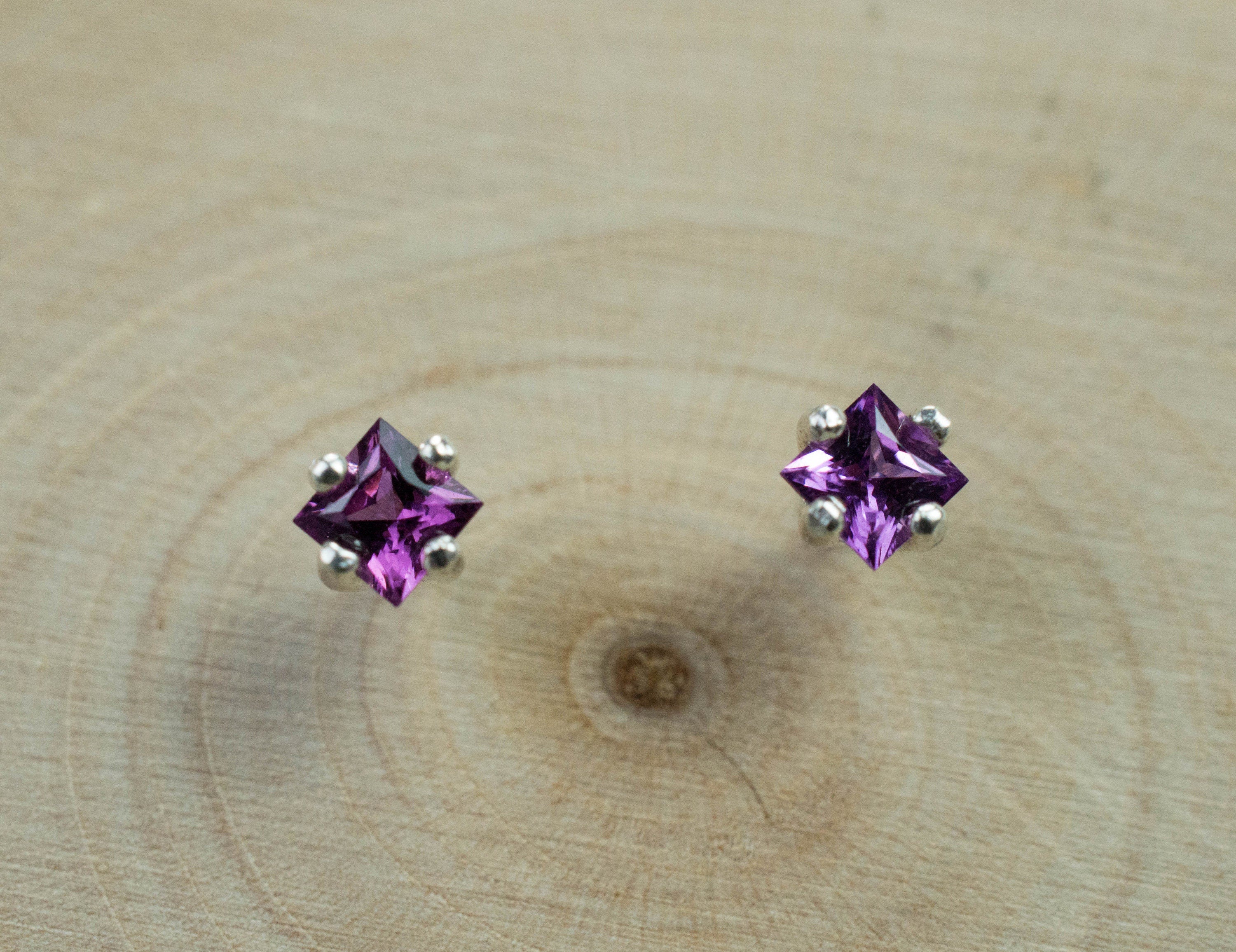 Purple Garnet Earrings, Genuine Untreated Rare Mozambique Garnet; 0.355cts