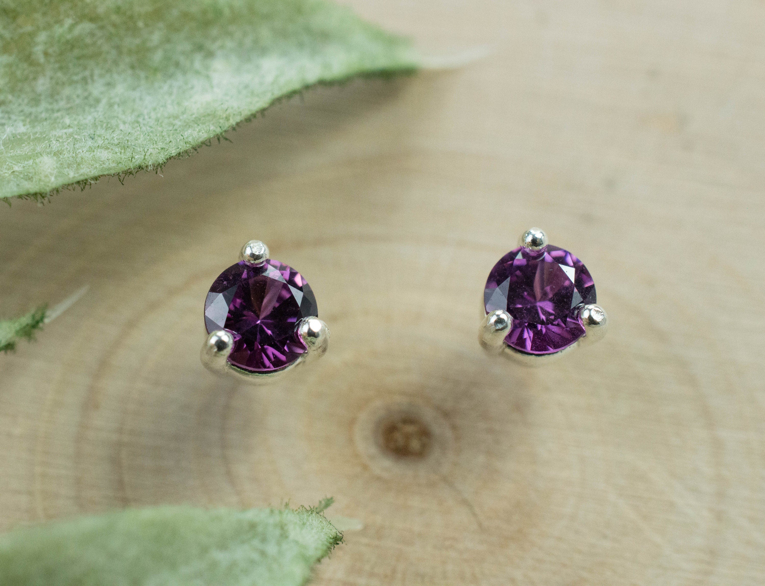 Purple Garnet Earrings, Genuine Untreated Rare Mozambique Garnet; 0.545cts