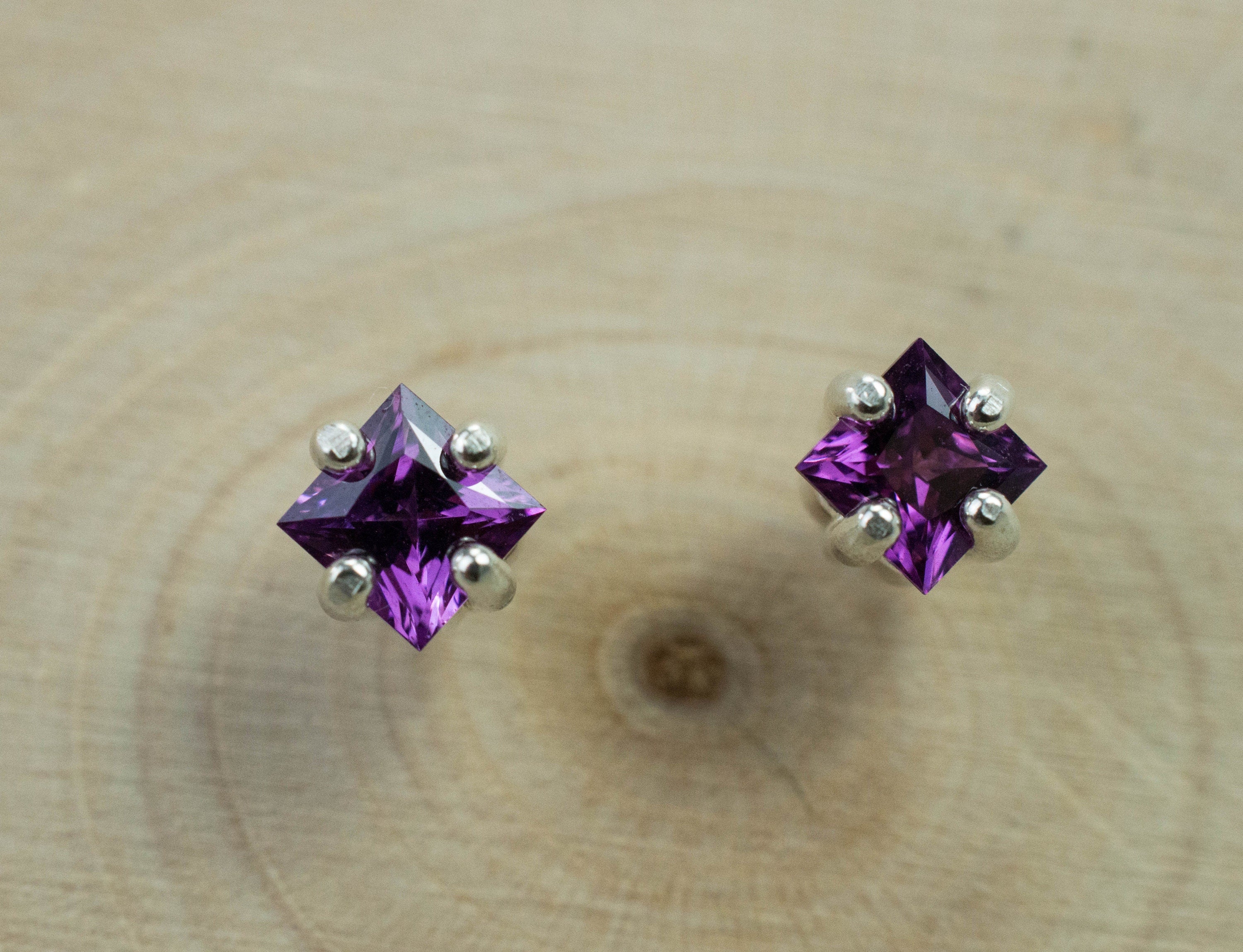 Purple Garnet Earrings, Genuine Untreated Rare Mozambique Garnet; 0.785cts