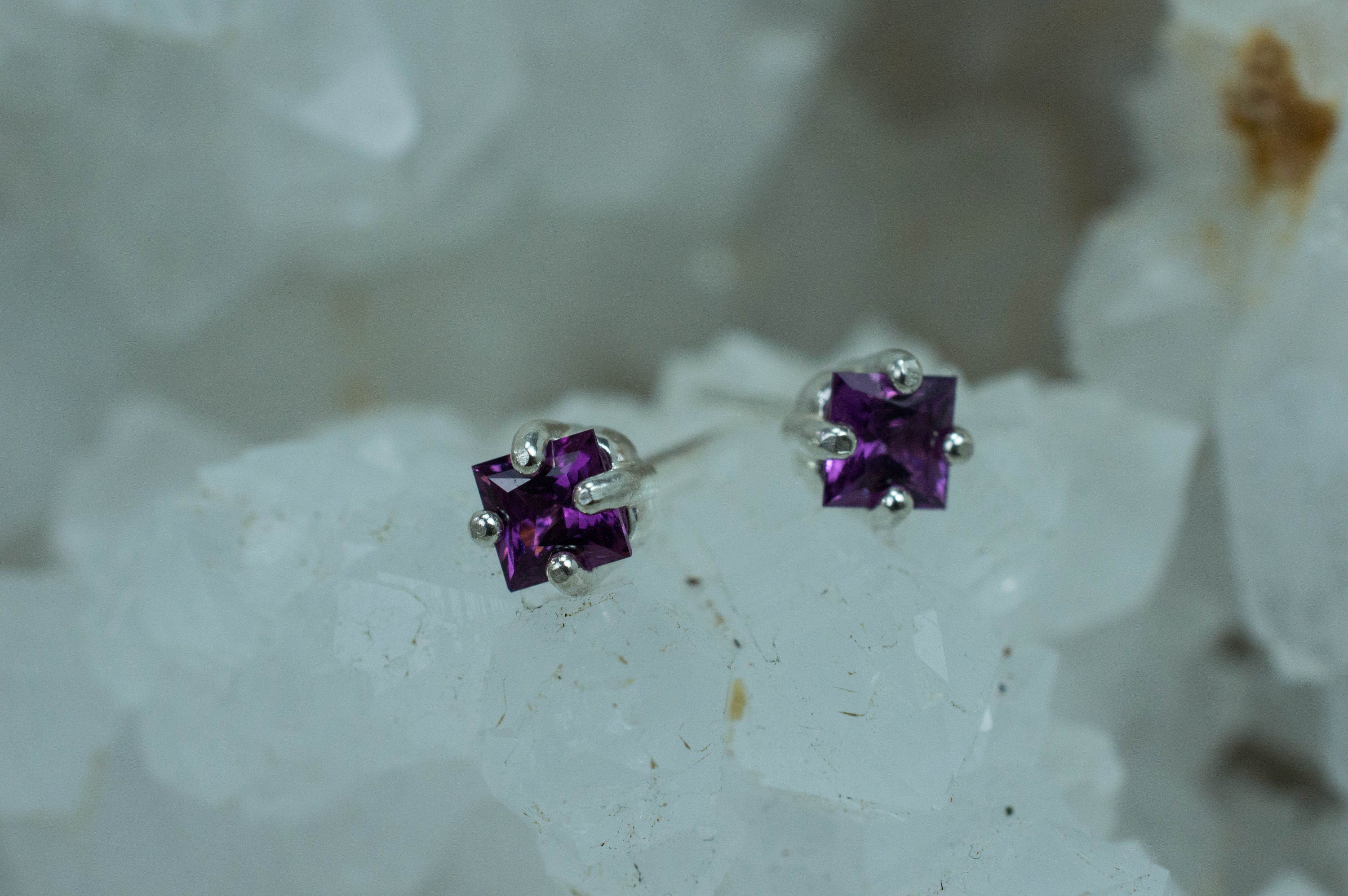 Purple Garnet Earrings, Genuine Untreated Rare Mozambique Garnet; 0.785cts