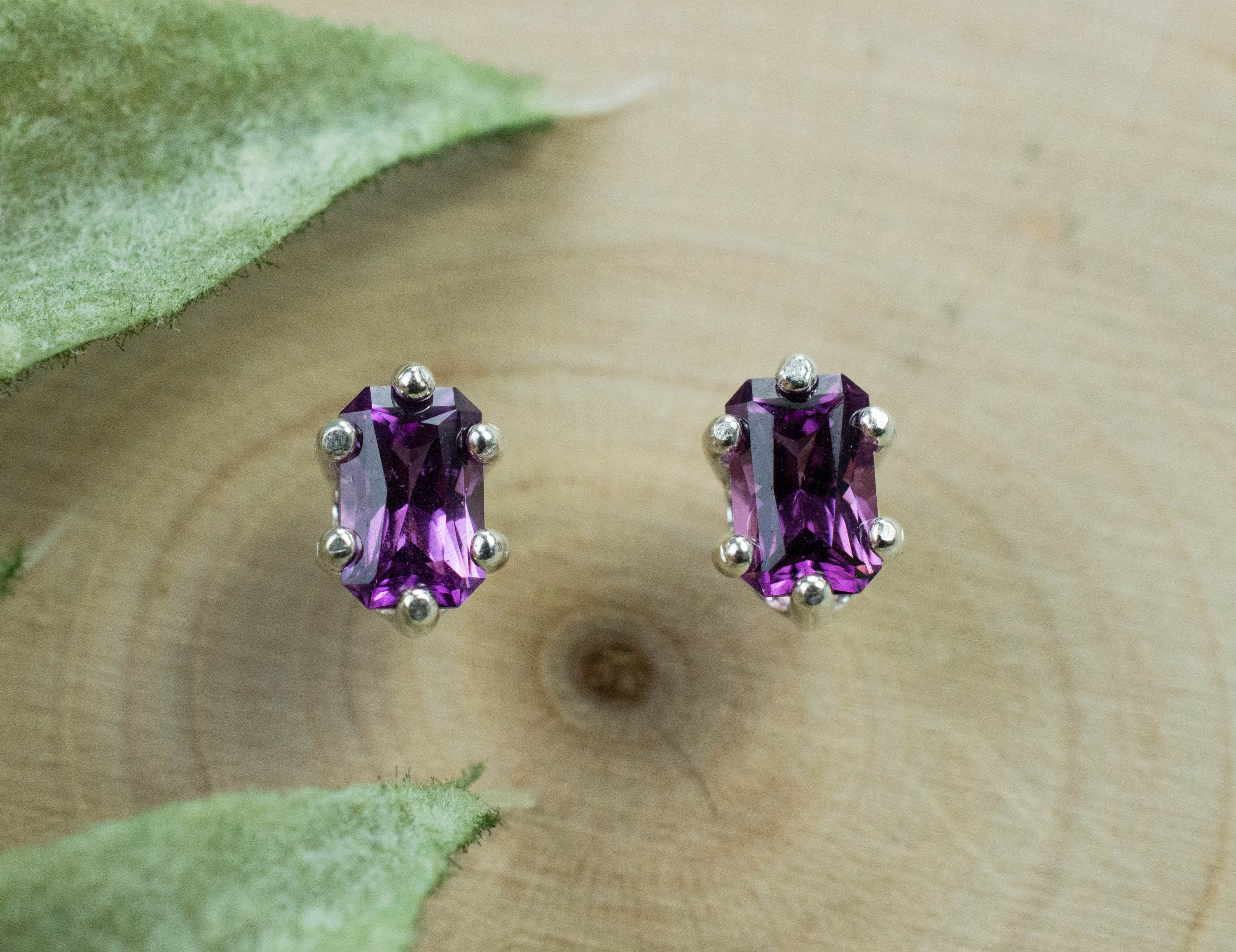 Purple Garnet Earrings, Genuine Untreated Rare Mozambique Garnet; 0.845cts