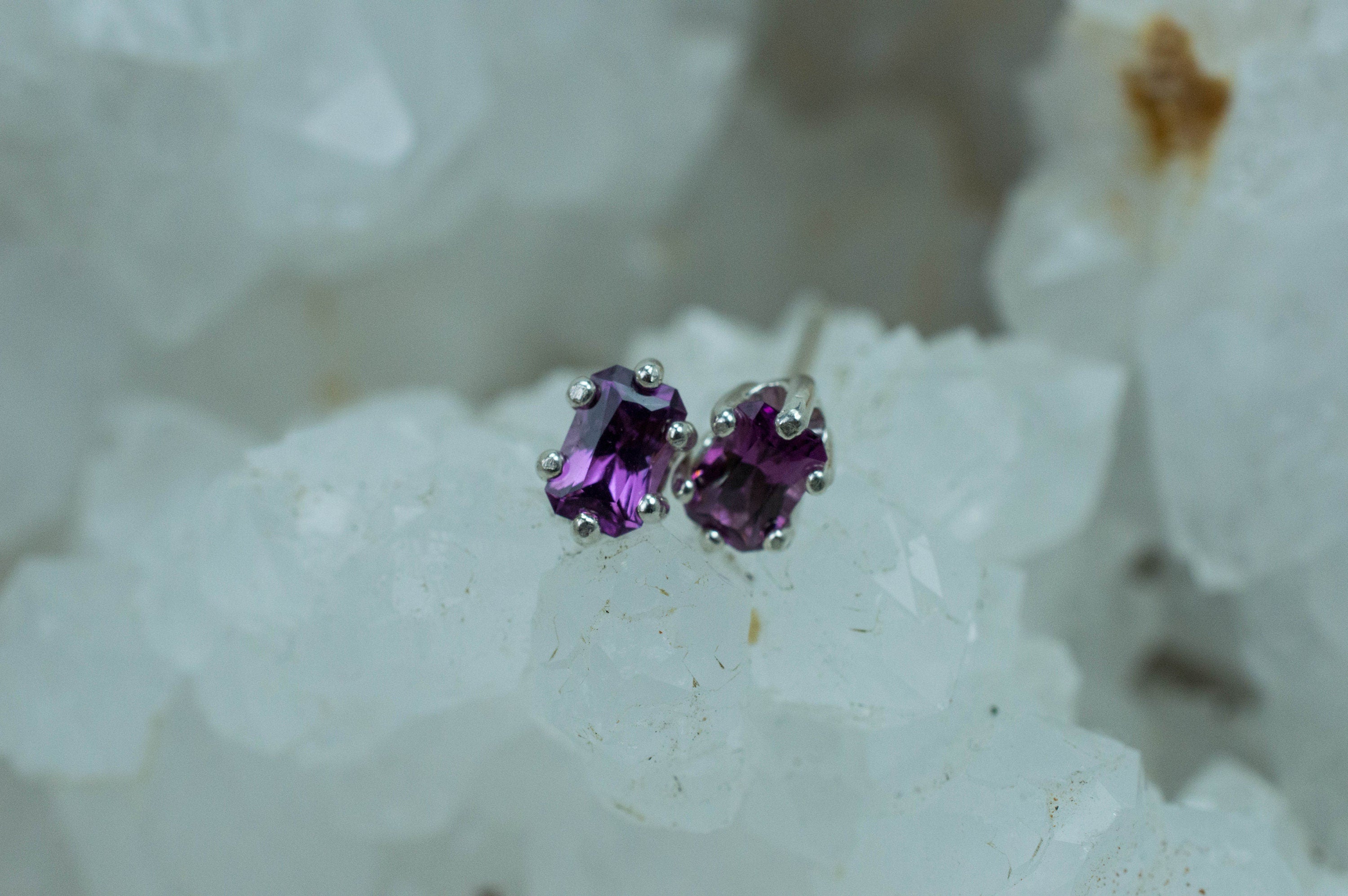 Purple Garnet Earrings, Genuine Untreated Rare Mozambique Garnet; 0.845cts