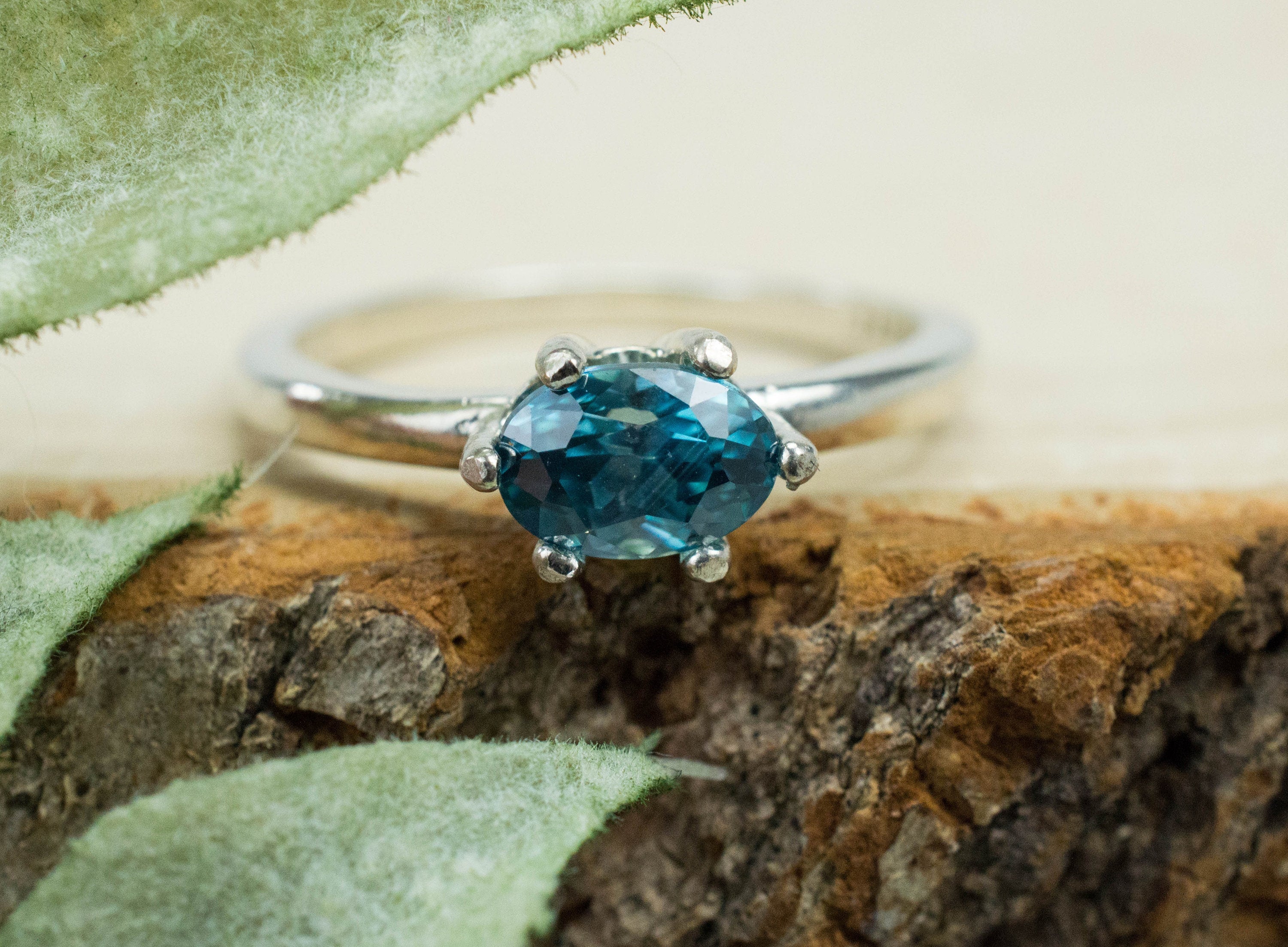 Blue Zircon Ring; Genuine Cambodia Zircon; 1.470cts