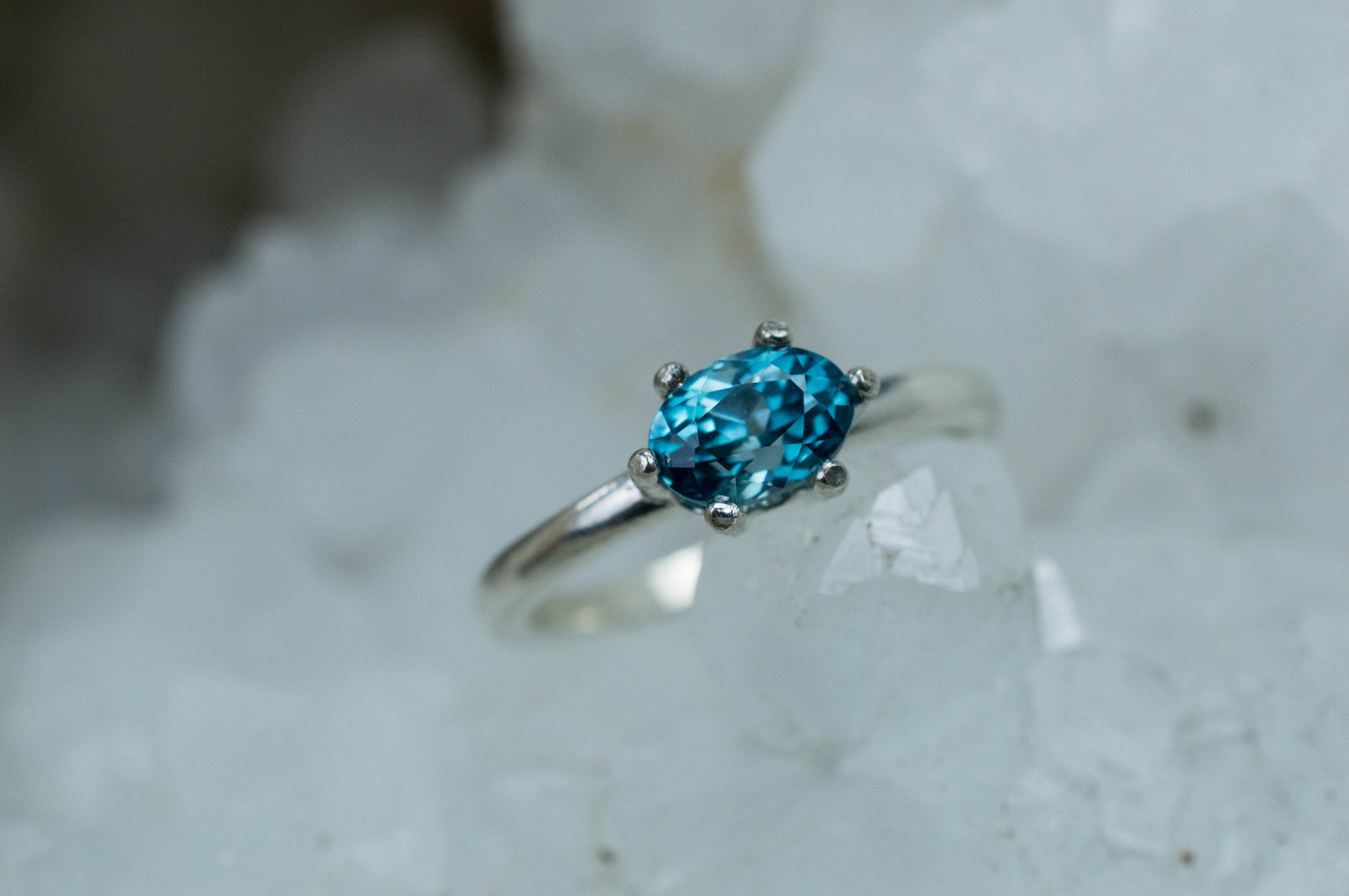 Blue Zircon Ring; Genuine Cambodia Zircon; 1.470cts