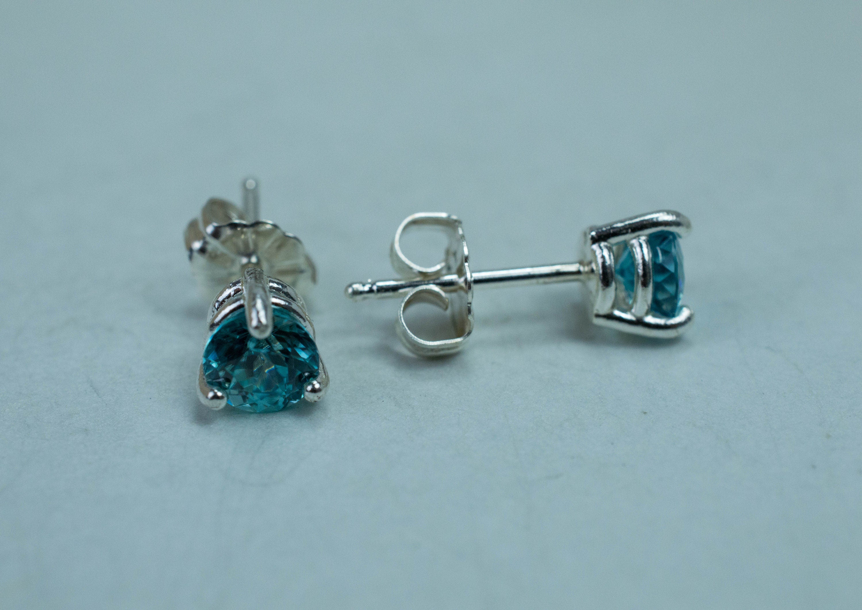 Blue Zircon Earrings; Genuine Cambodia Zircon; 1.440cts