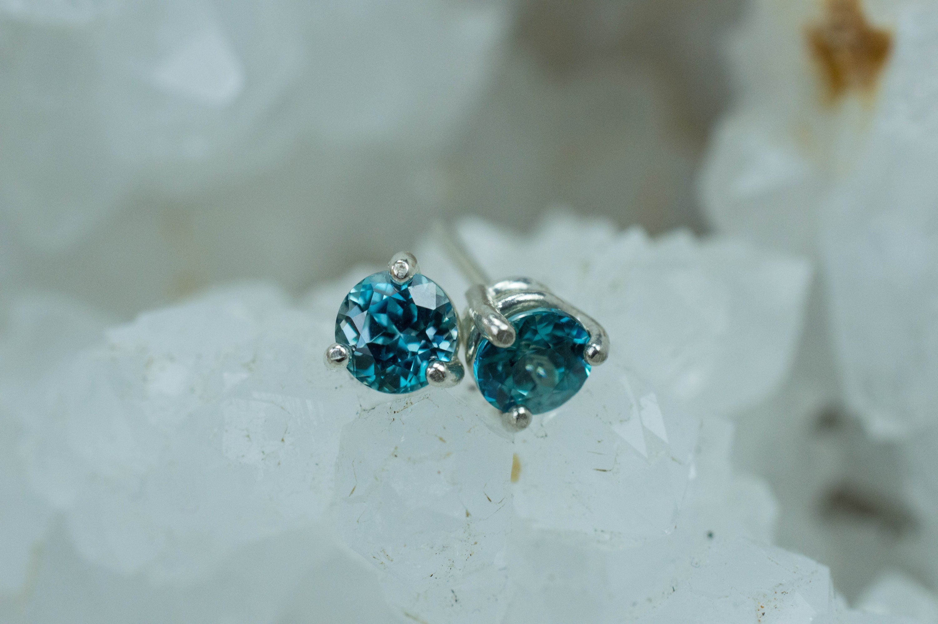 Blue Zircon Earrings; Genuine Cambodia Zircon; 1.480cts