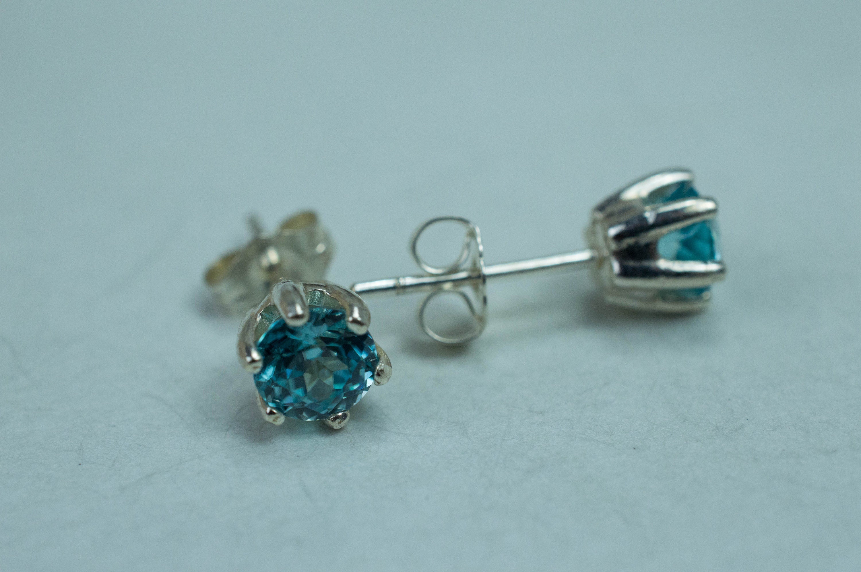 Blue Zircon Earrings; Genuine Cambodia Zircon; 2.050cts