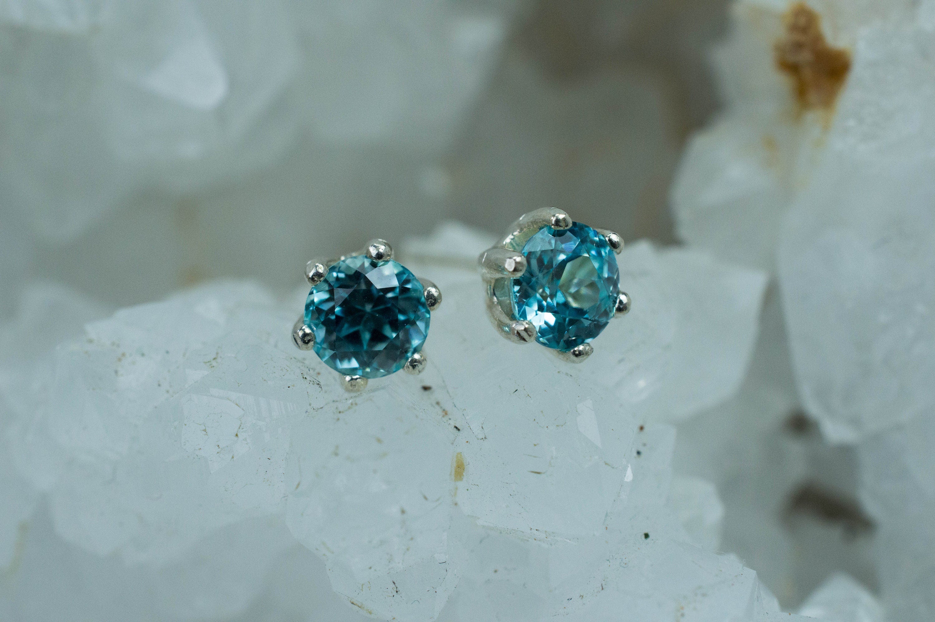 Blue Zircon Earrings; Genuine Cambodia Zircon; 2.050cts