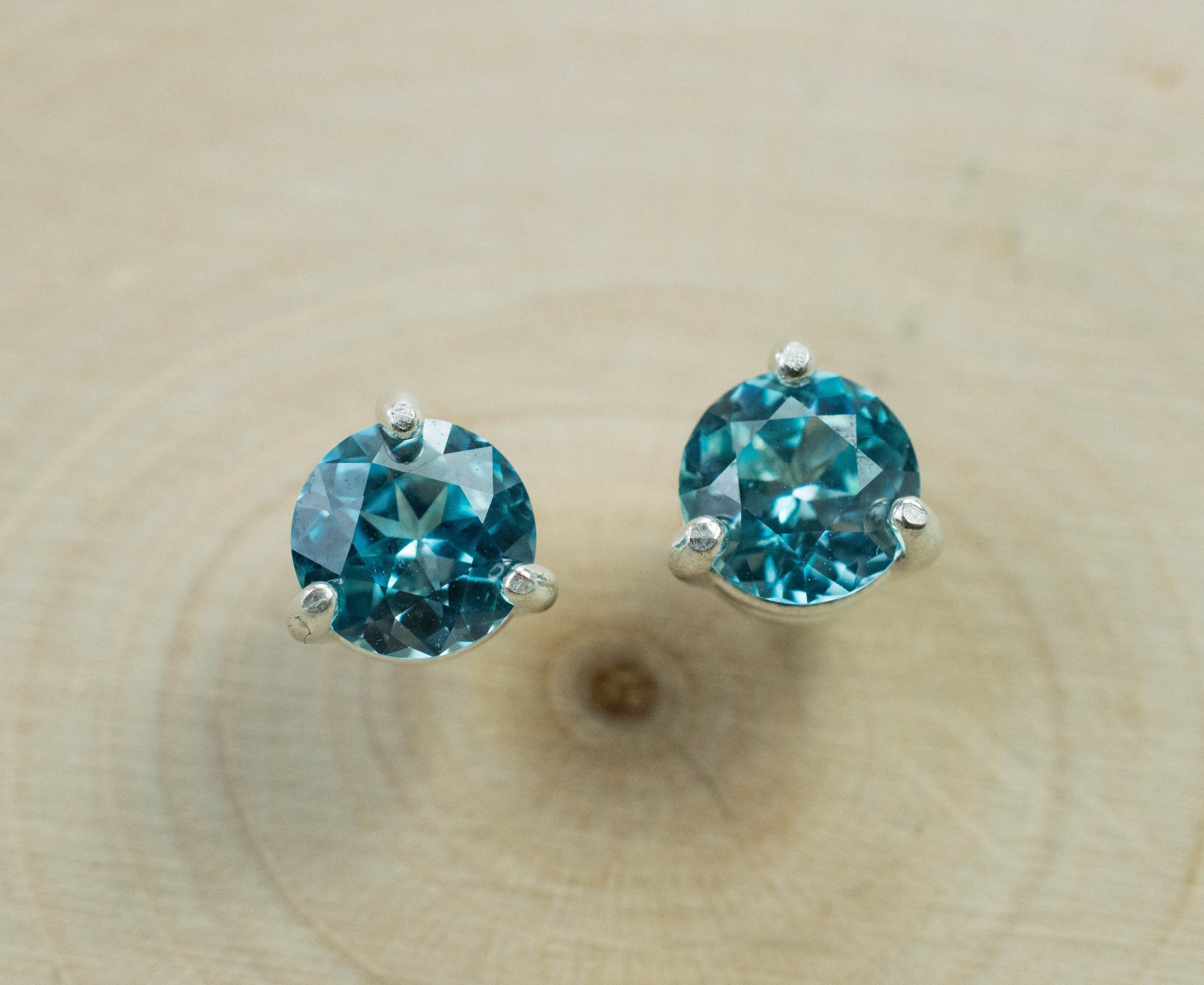 Blue Zircon Earrings; Genuine Cambodia Zircon; 2.310cts