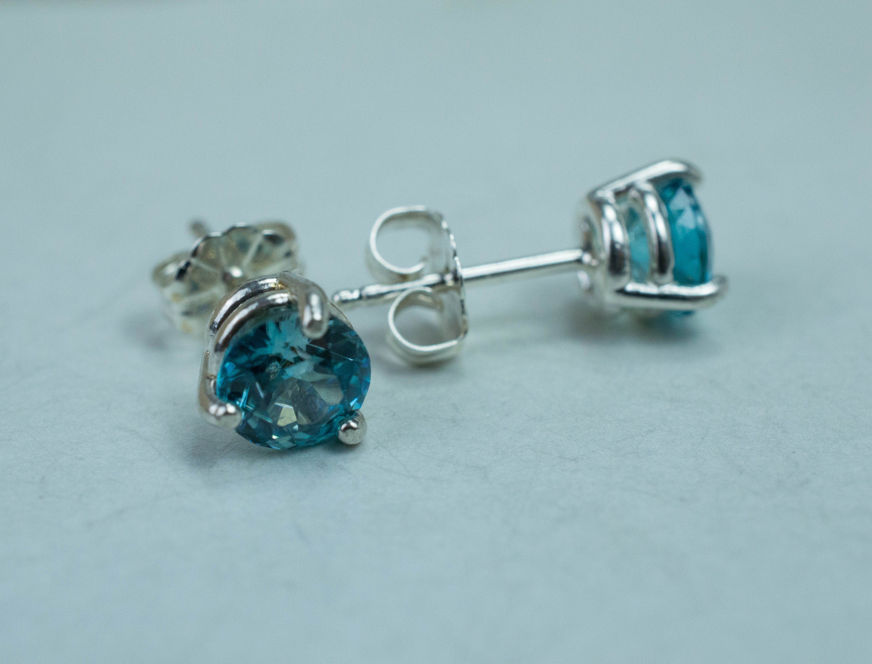 Blue Zircon Earrings; Genuine Cambodia Zircon; 2.310cts