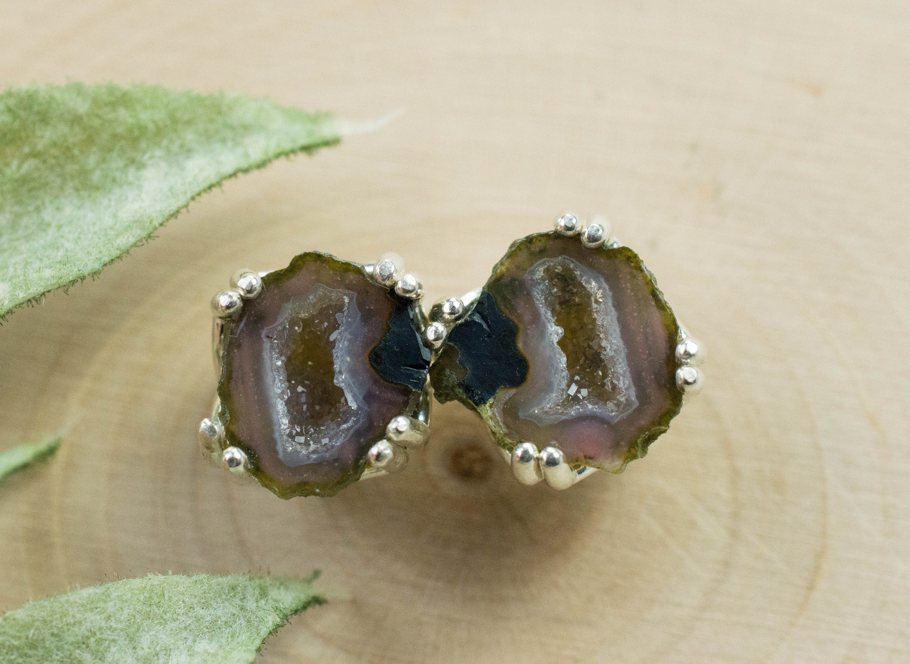 Agate Geode Earrings, Genuine Untreated Mexico Tabasco Mini Geodes; 4.080cts