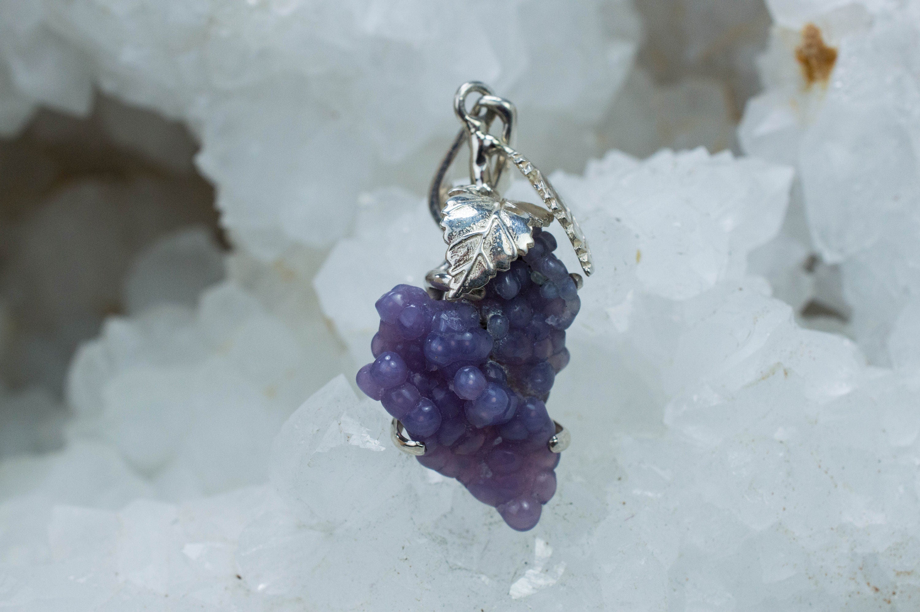 Grape Agate Pendant, Natural Untreated Indonesian Agate