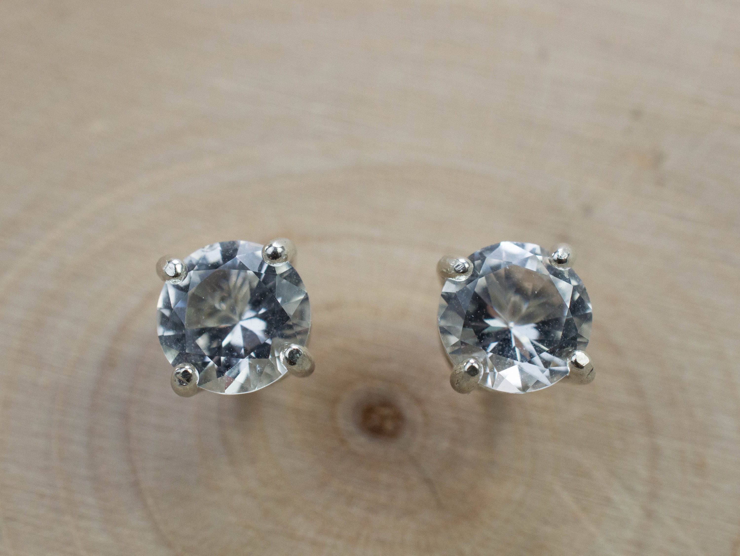 Silver Topaz Earrings; Genuine Untreated Brazil Topaz; 1.765cts