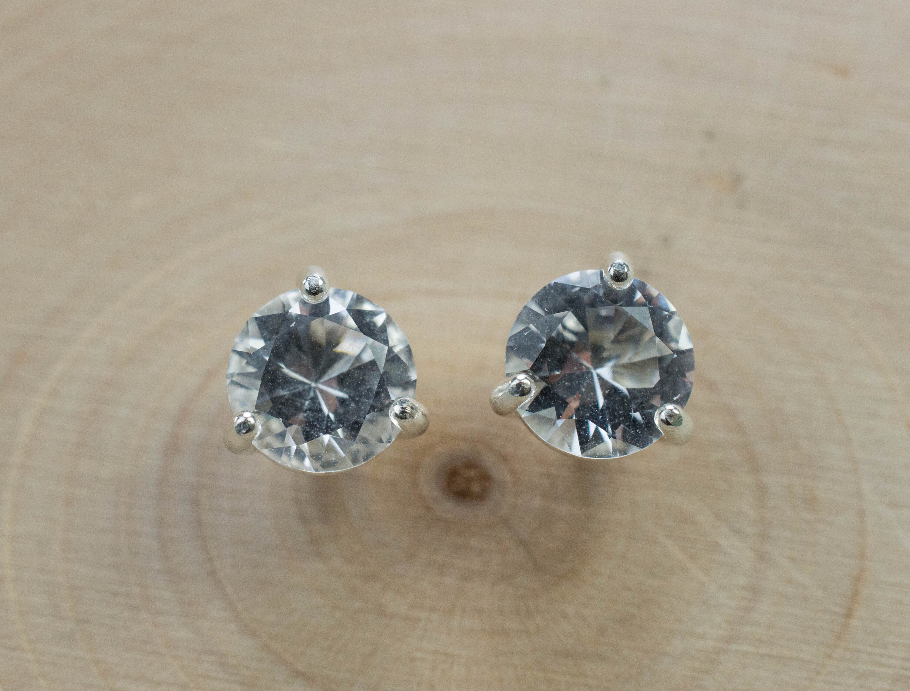 Silver Topaz Earrings; Genuine Untreated Brazil Topaz; 2.505cts