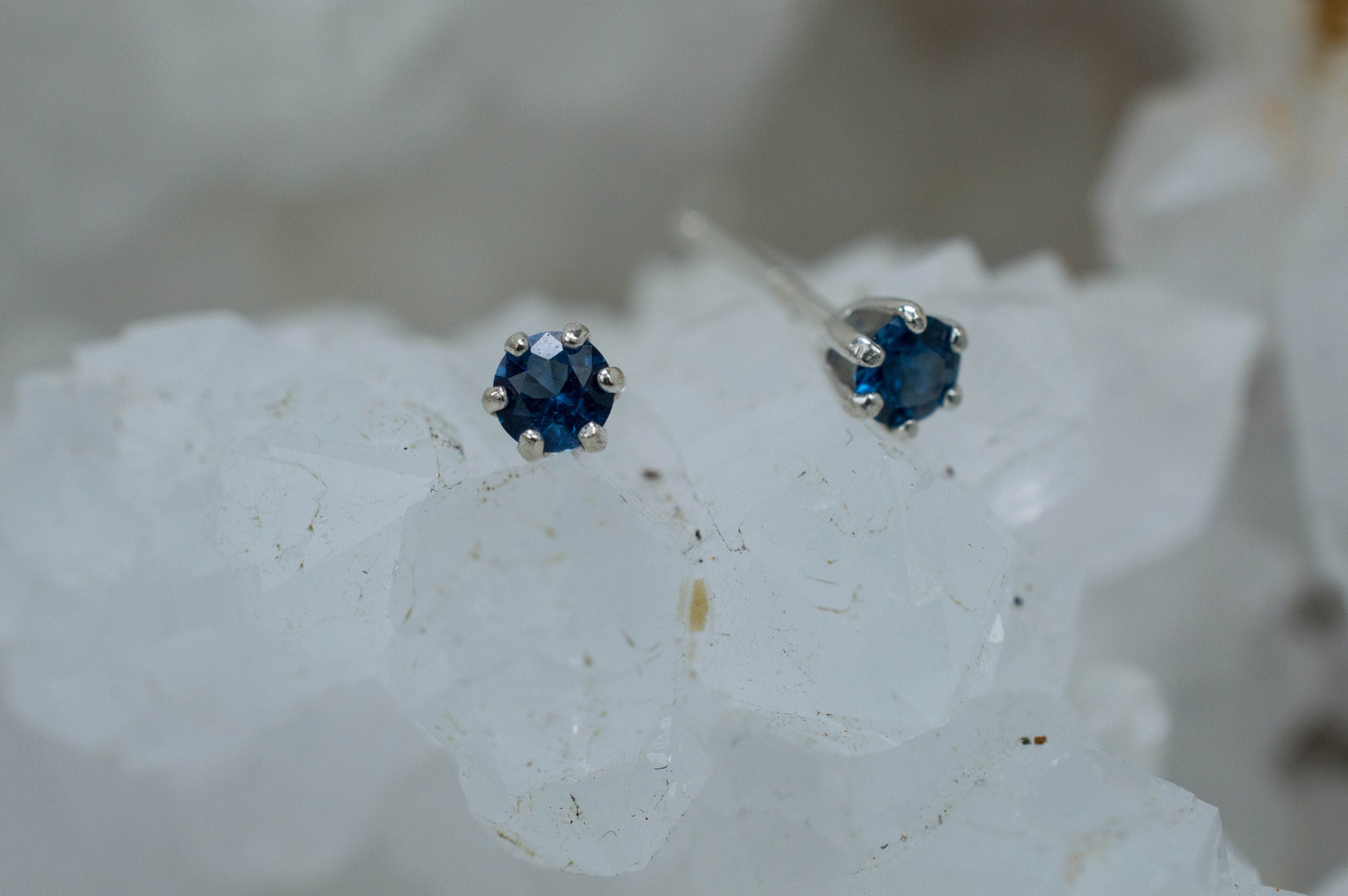 Cobalt Spinel Earrings; Natural Untreated Tanzania Blue Spinel; 0.195cts