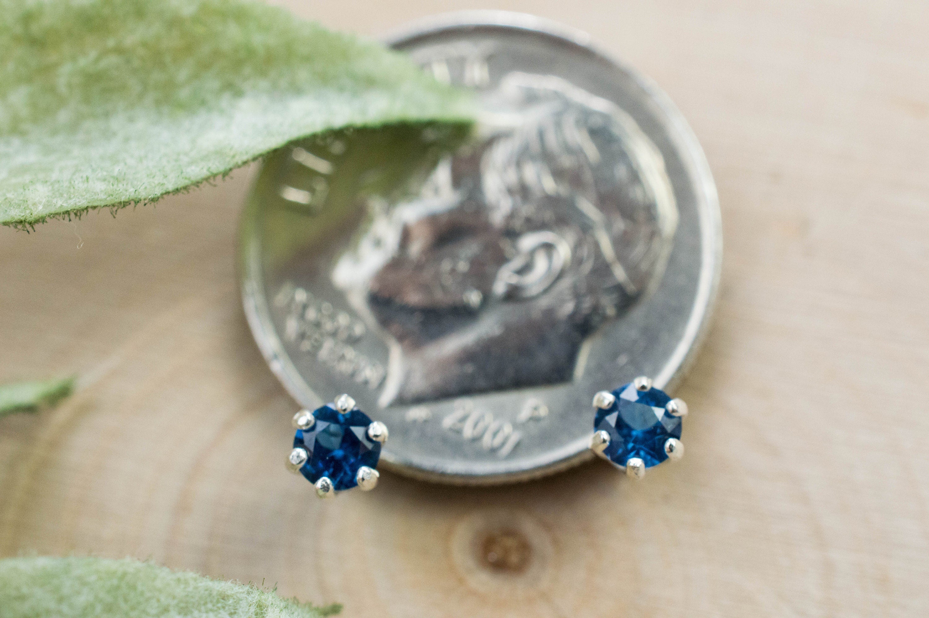 Cobalt Spinel Earrings; Natural Untreated Tanzania Blue Spinel; 0.195cts