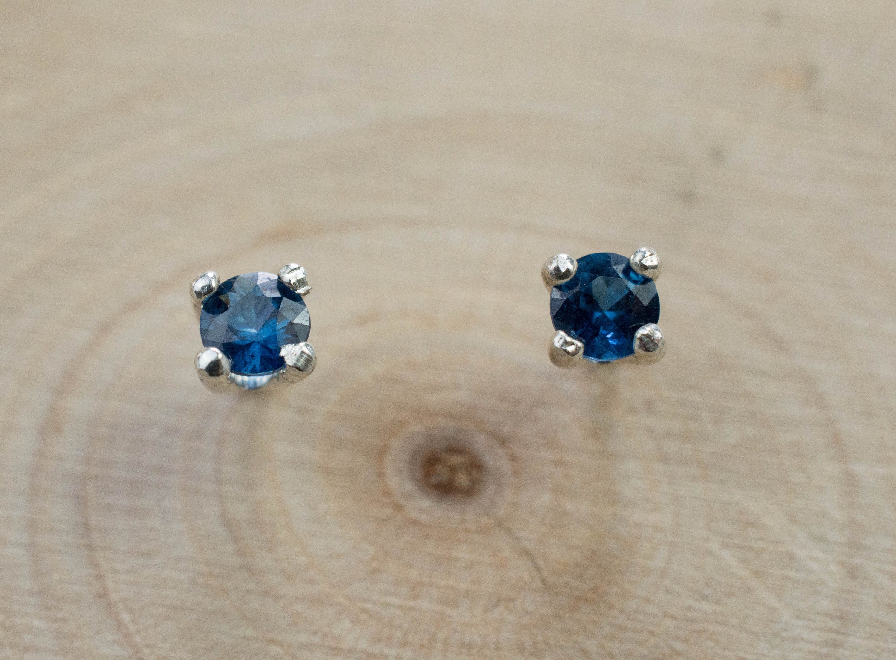 Cobalt Spinel Earrings; Natural Untreated Tanzania Blue Spinel; 0.210cts