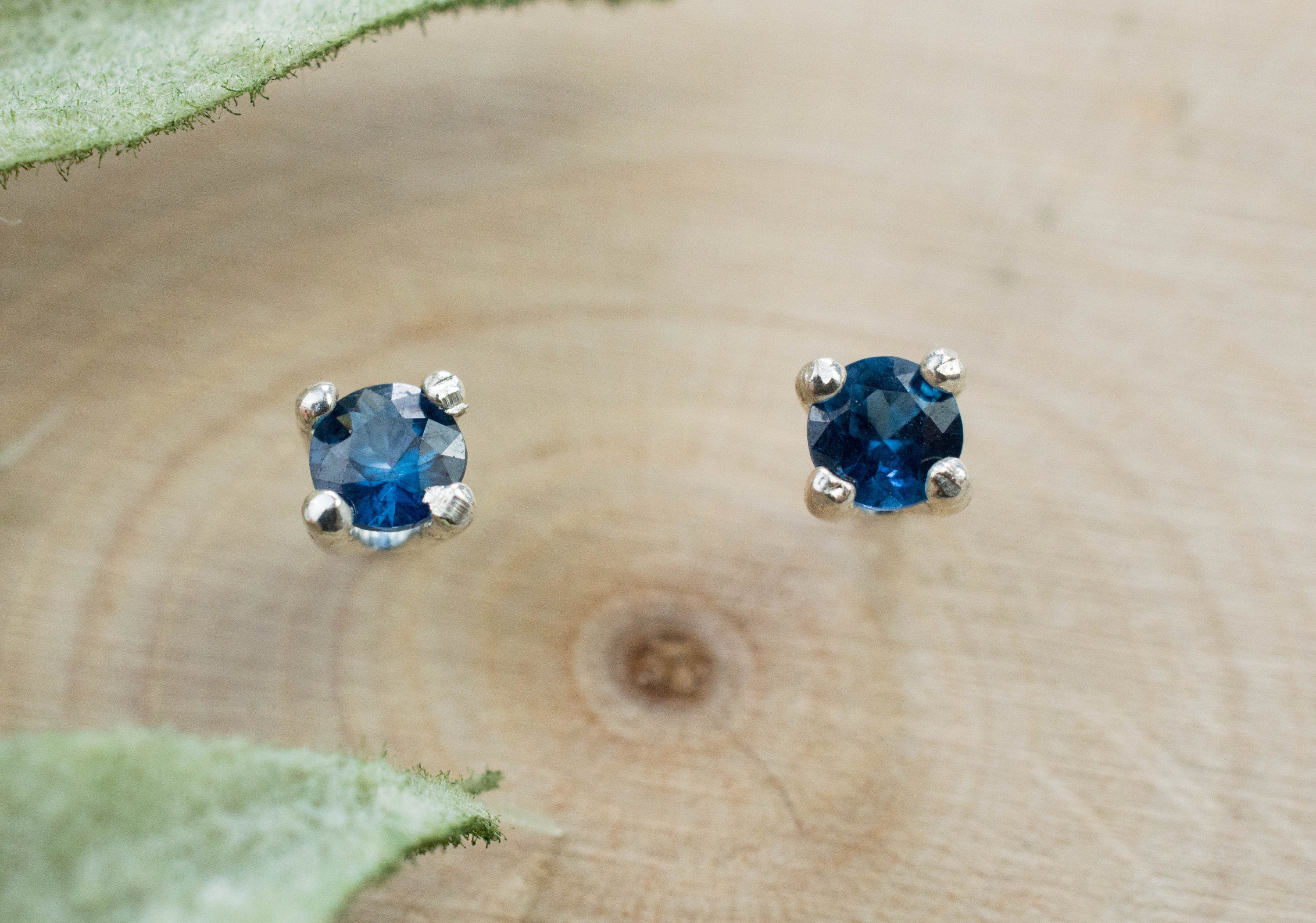 Cobalt Spinel Earrings; Natural Untreated Tanzania Blue Spinel; 0.210cts