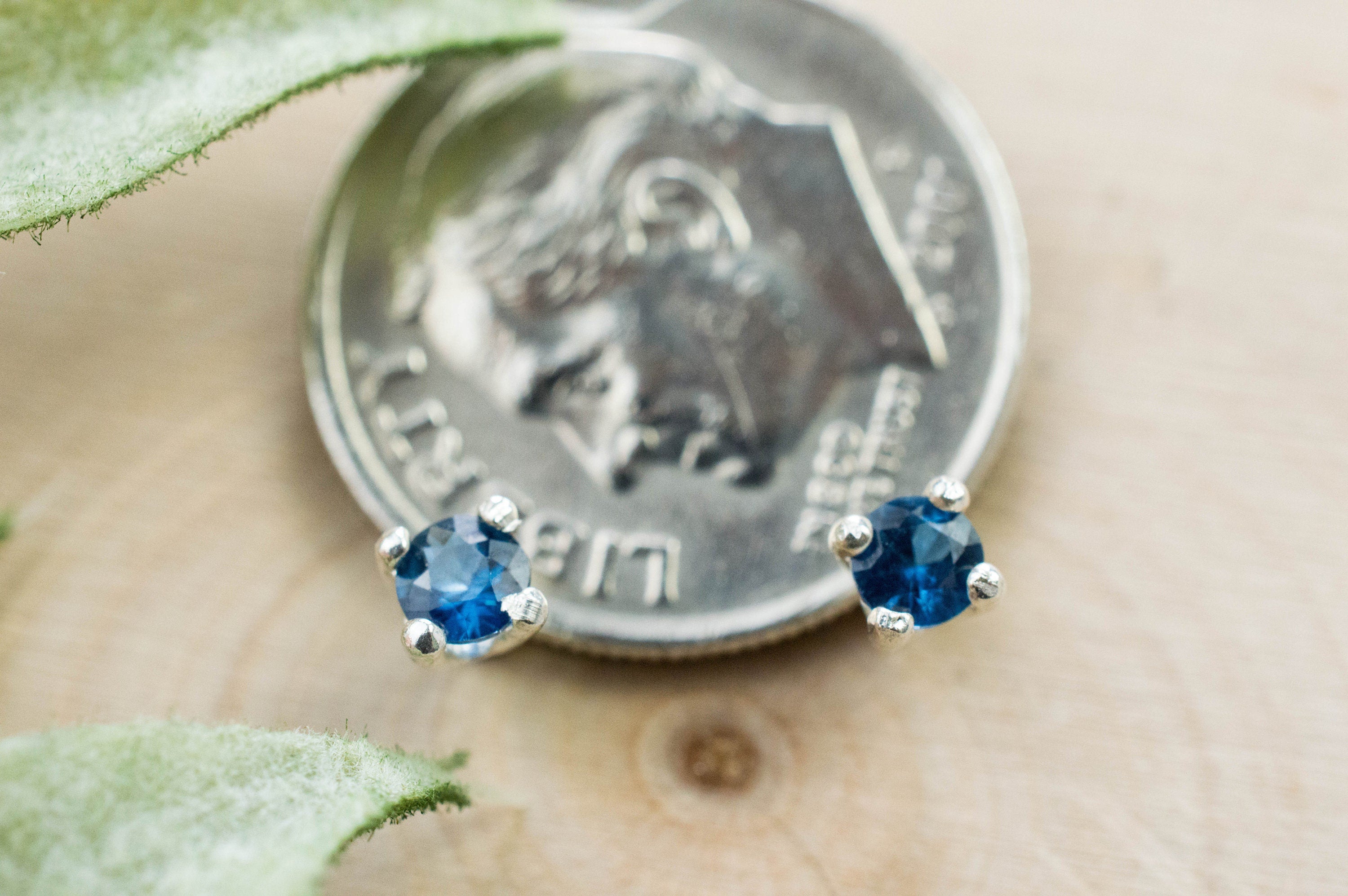 Cobalt Spinel Earrings; Natural Untreated Tanzania Blue Spinel; 0.210cts