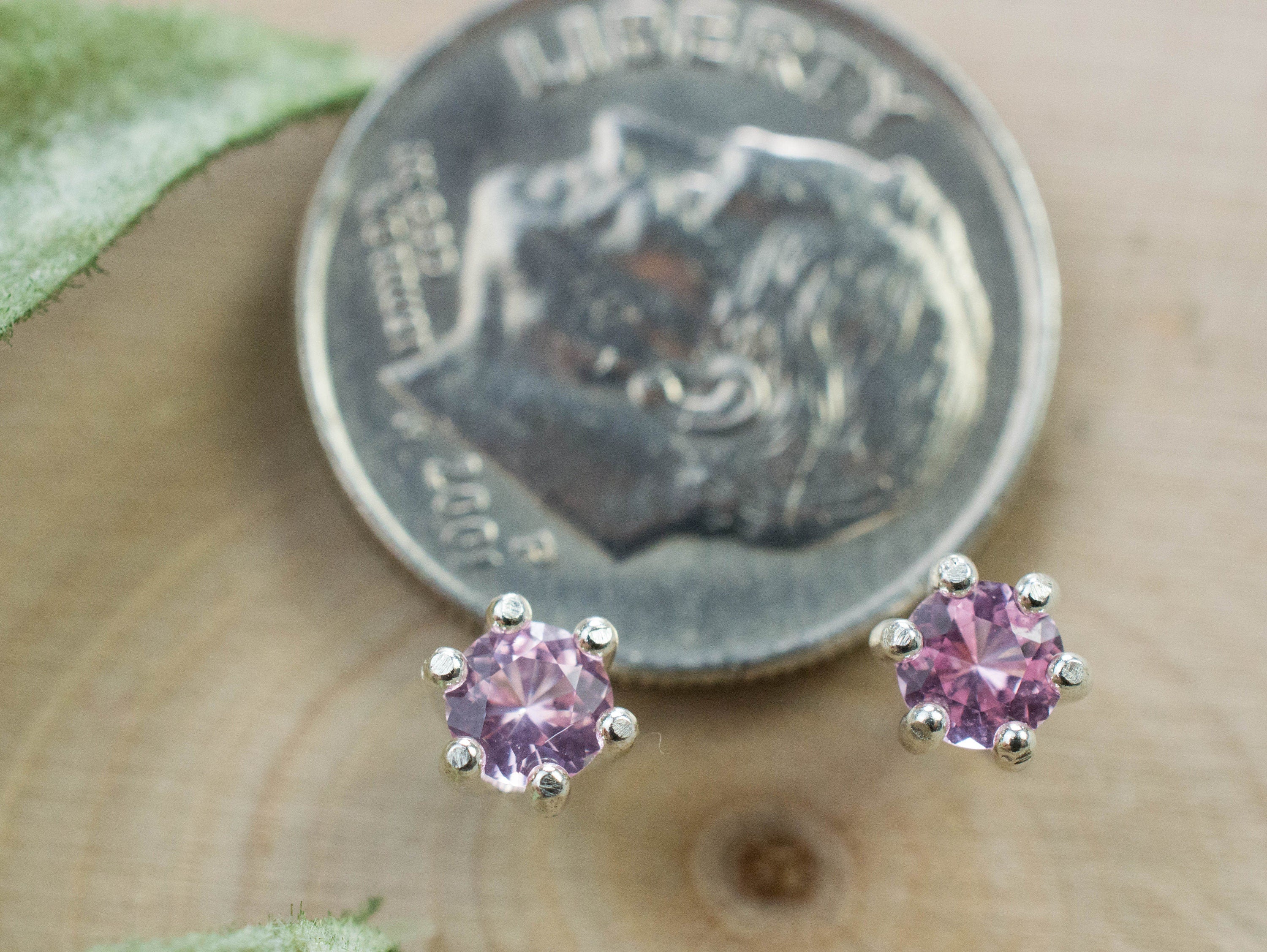 Pink Spinel Earrings; Natural Untreated Mozambique Spinel; 0.320cts