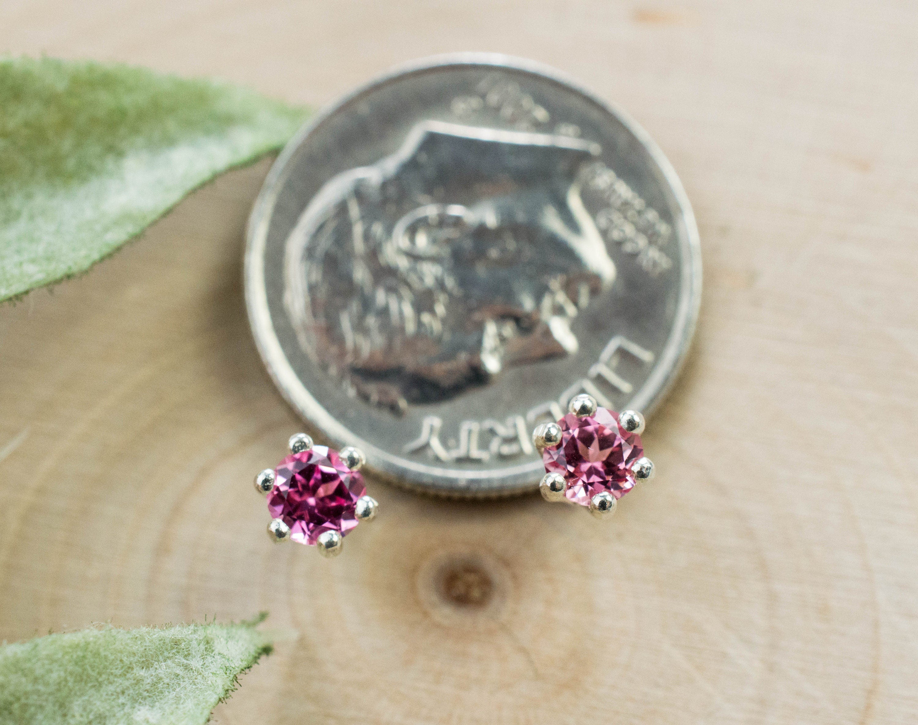 Pink Spinel Earrings; Natural Untreated Vietnam Spinel; 0.410cts