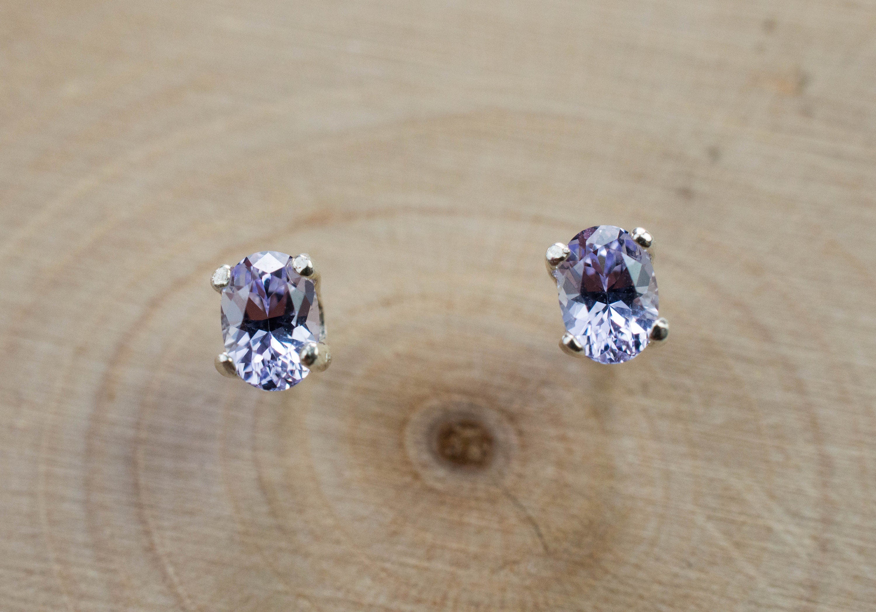 Purple Spinel Earrings; Natural Untreated Vietnam Lavender Spinel; 0.450cts