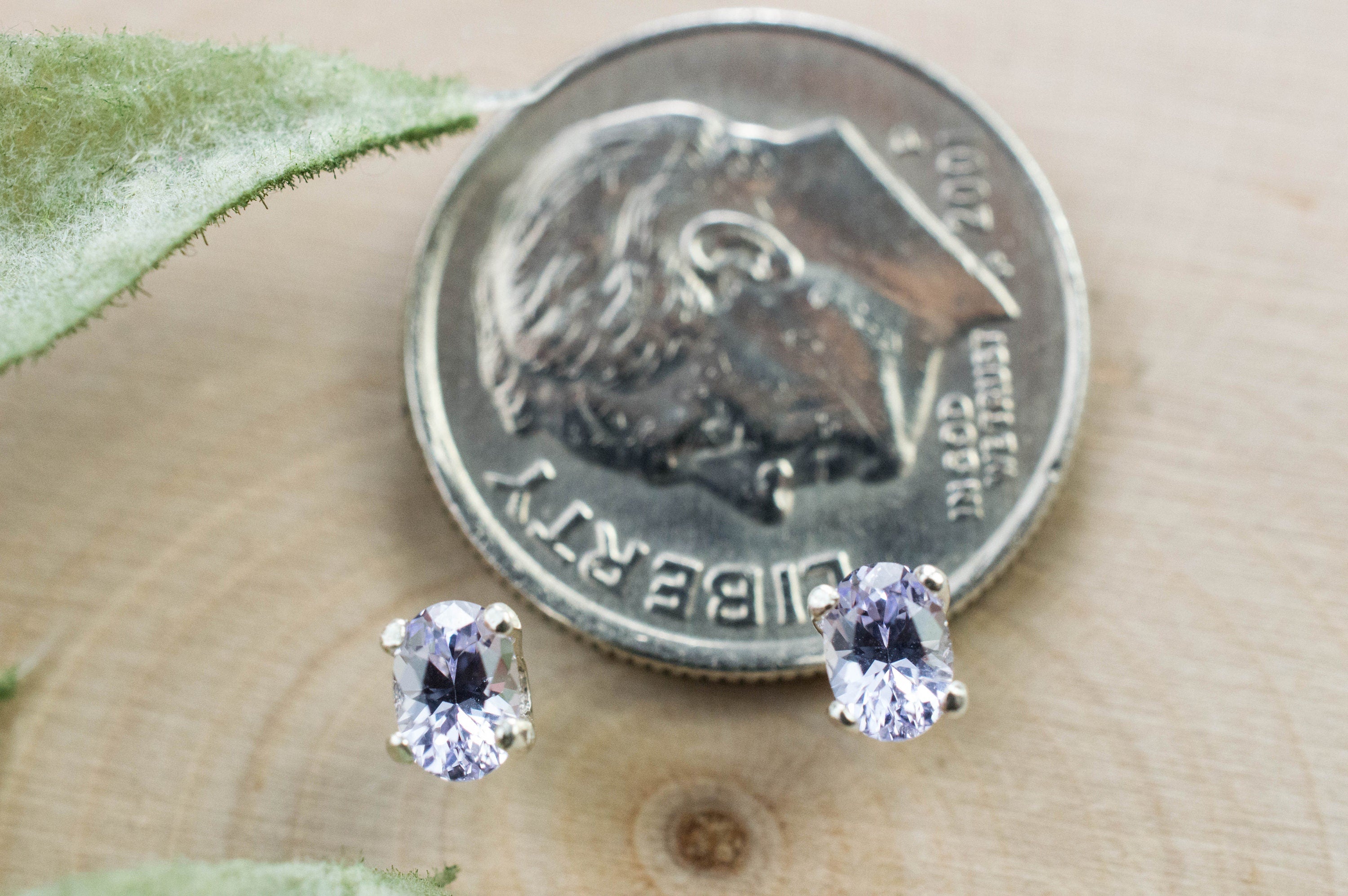 Purple Spinel Earrings; Natural Untreated Vietnam Lavender Spinel; 0.450cts