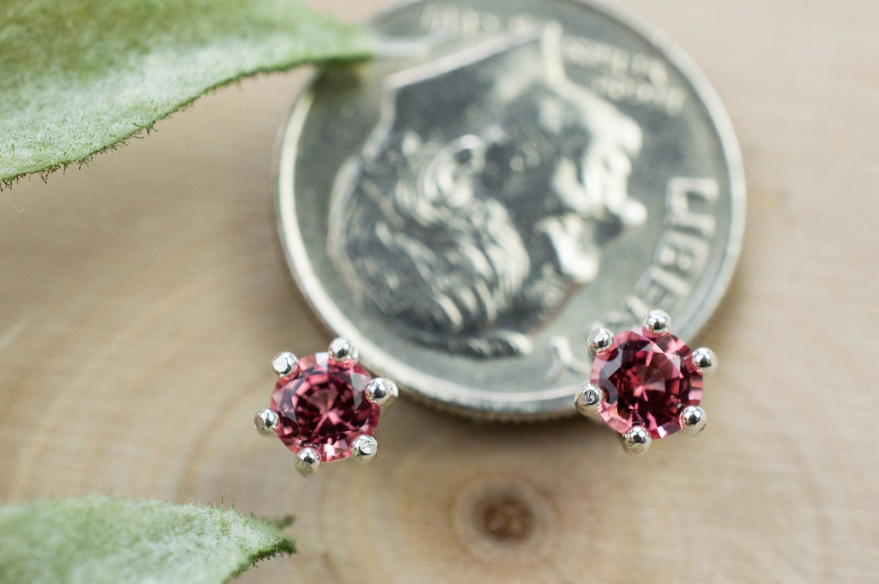 Pink Spinel Earrings; Natural Untreated Vietnam Spinel; 0.470cts