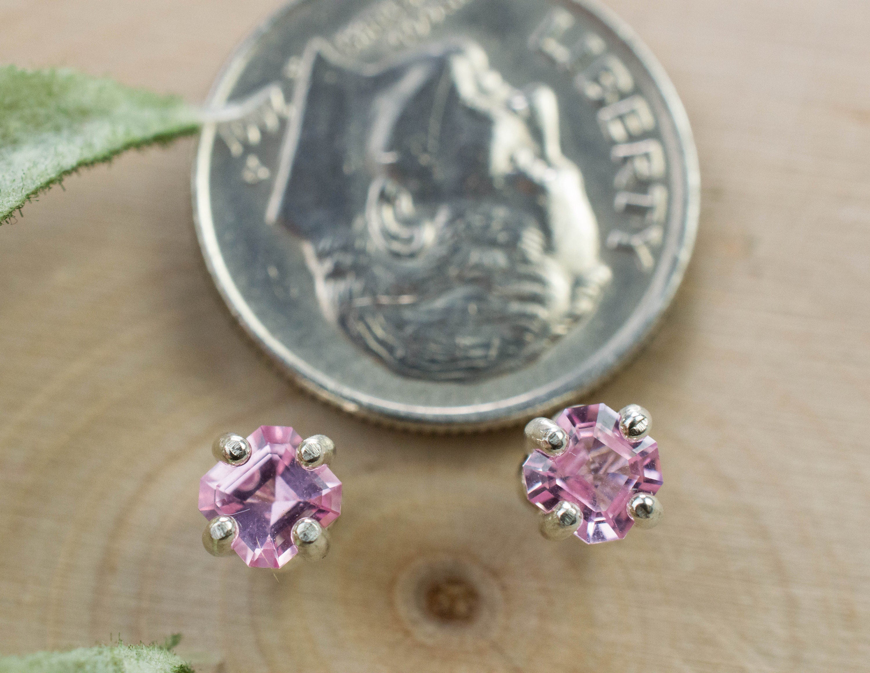 Pink Spinel Earrings; Natural Untreated Mozambique Spinel; 0.585cts