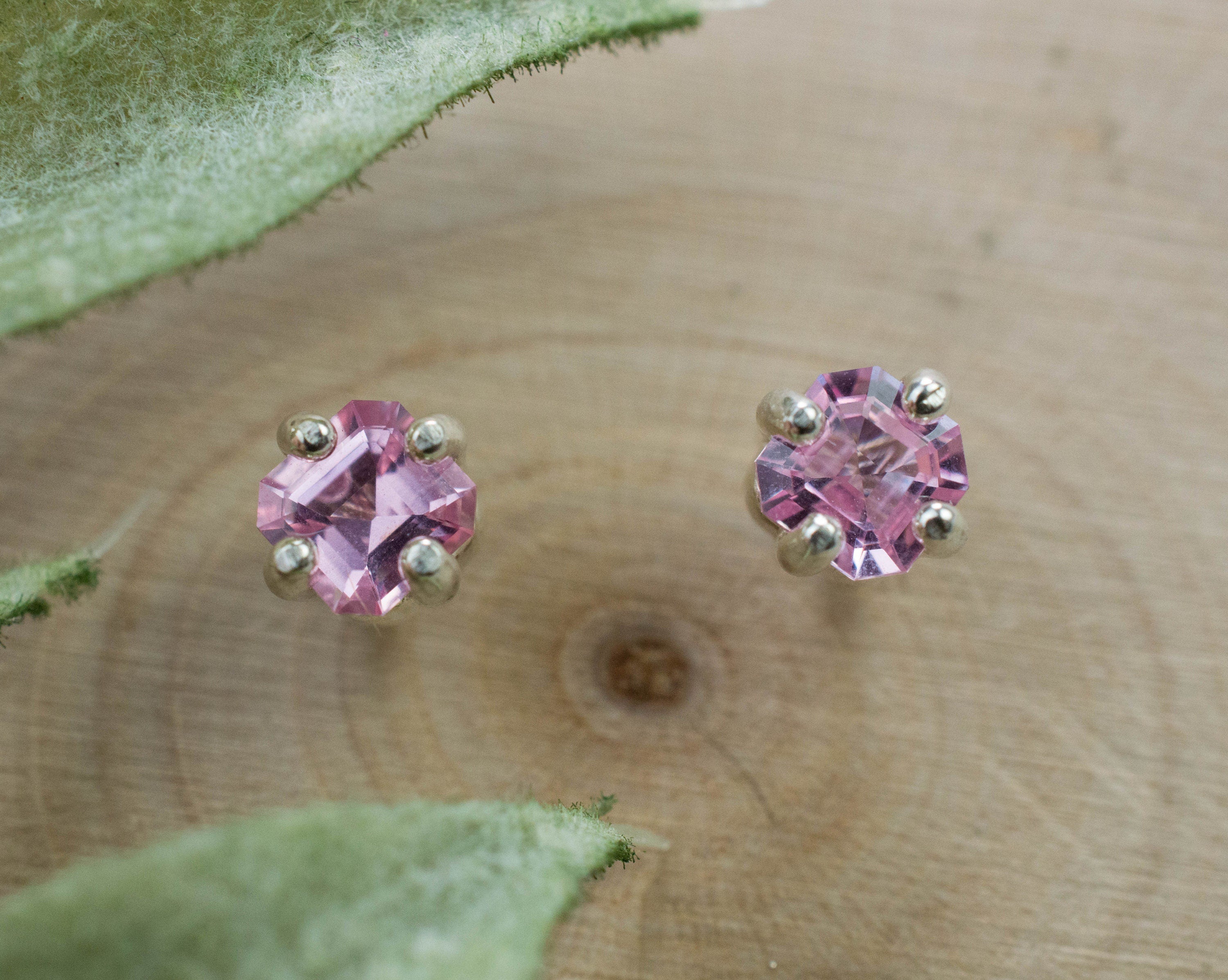 Pink Spinel Earrings; Natural Untreated Mozambique Spinel; 0.585cts