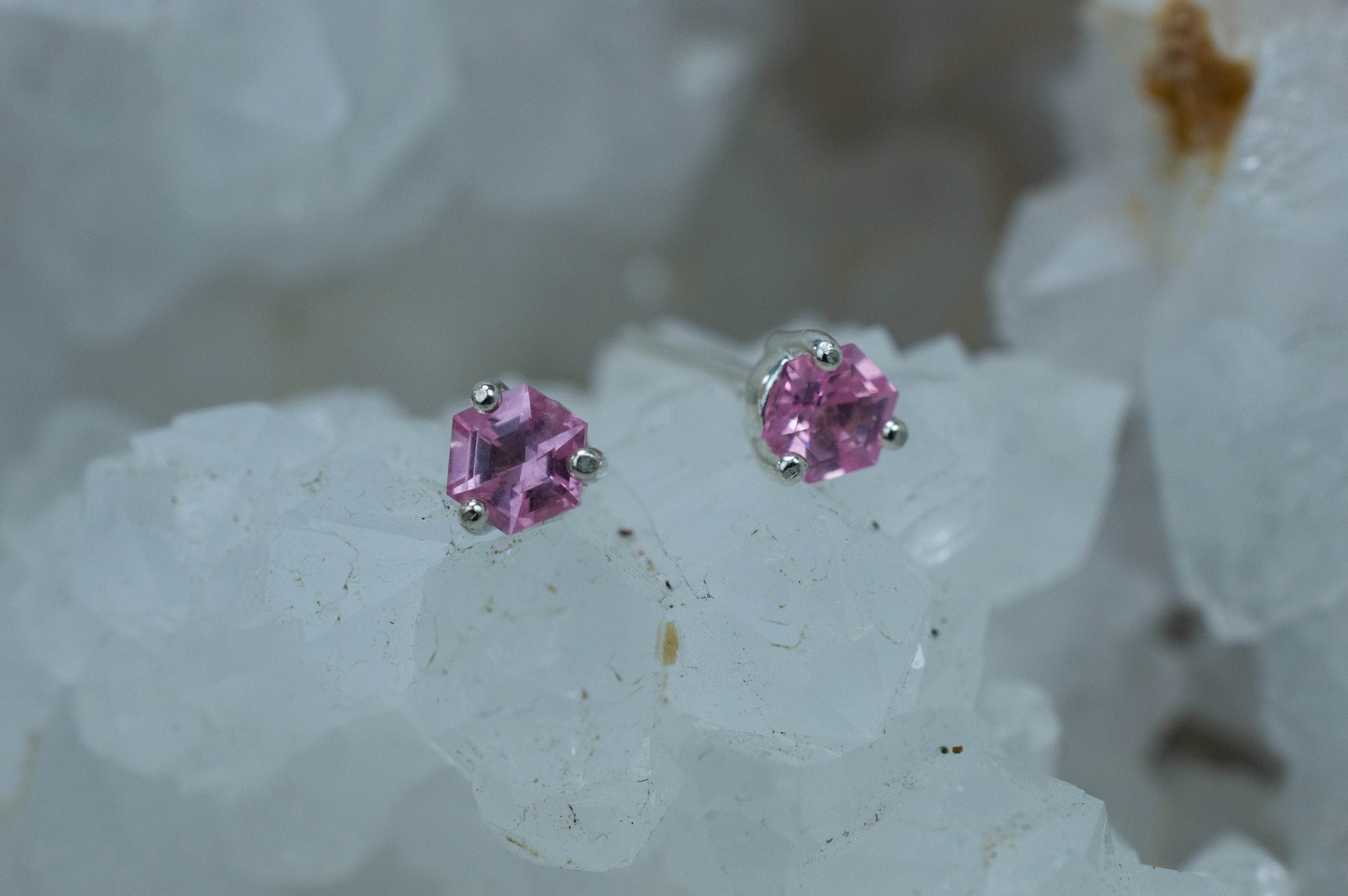 Pink Spinel Earrings; Natural Untreated Mozambique Spinel; 0.590cts