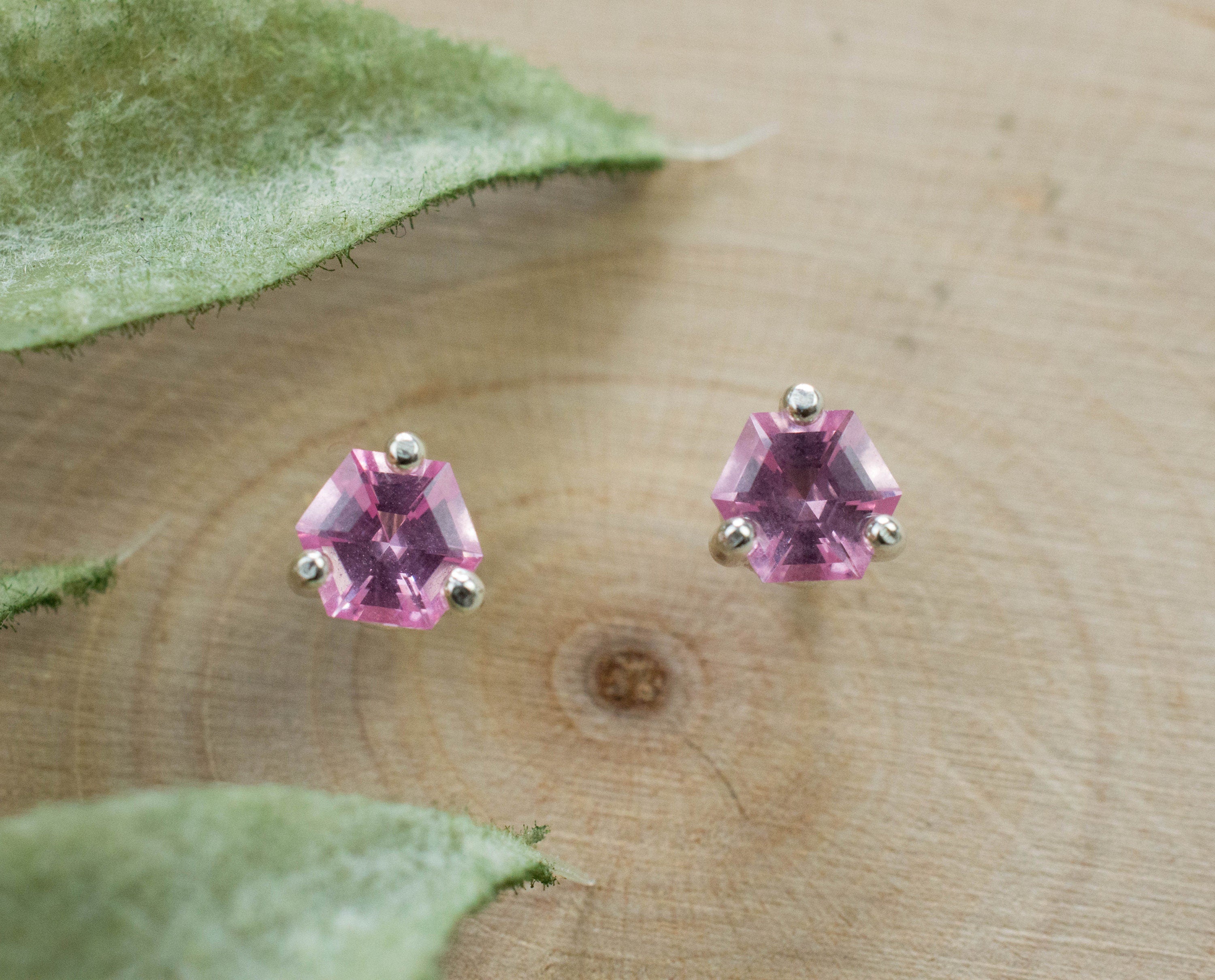 Pink Spinel Earrings; Natural Untreated Mozambique Spinel; 0.590cts