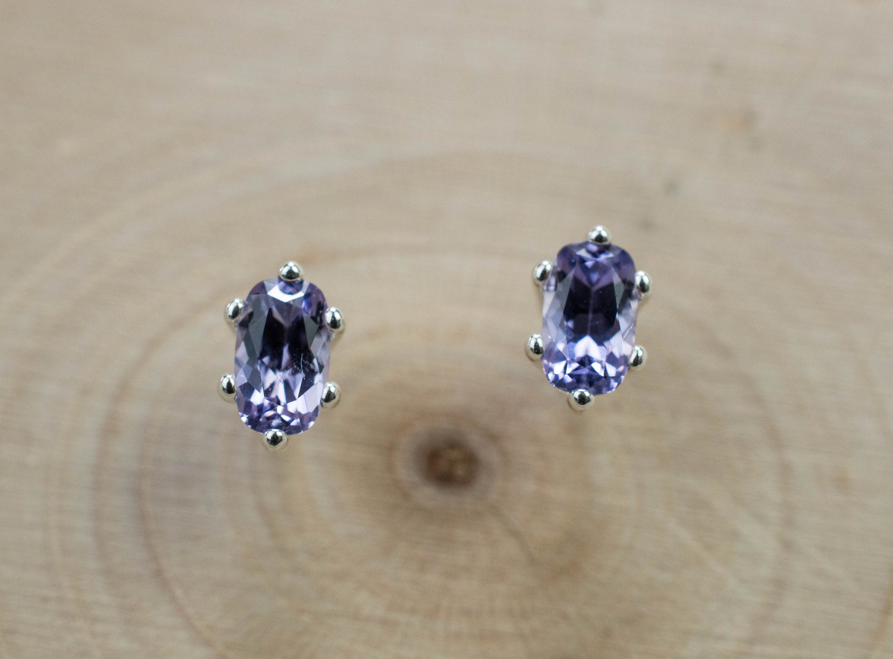 Purple Spinel Earrings; Natural Untreated Vietnam Lavender Spinel; 0.610cts