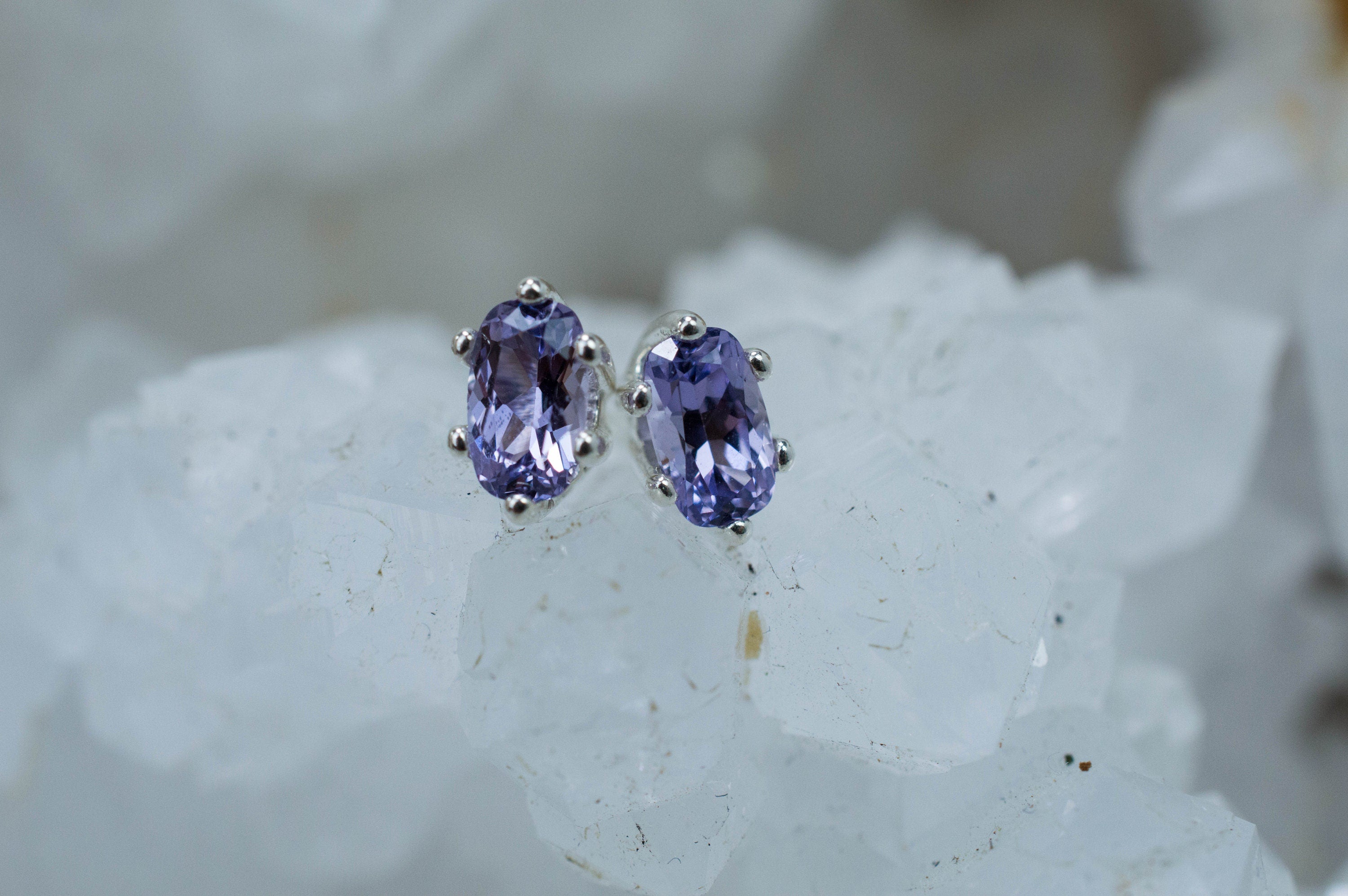 Purple Spinel Earrings; Natural Untreated Vietnam Lavender Spinel; 0.610cts