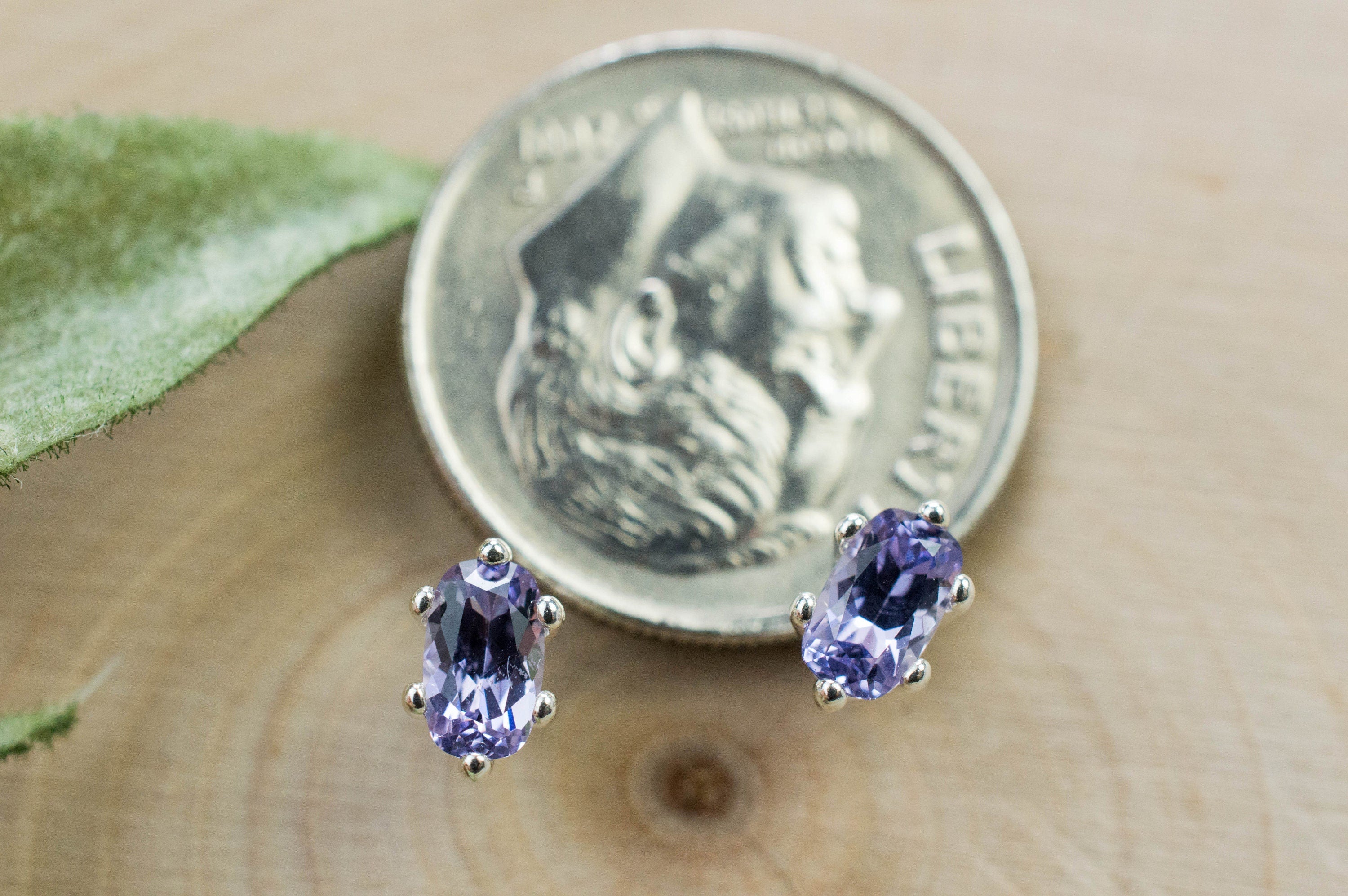 Purple Spinel Earrings; Natural Untreated Vietnam Lavender Spinel; 0.610cts