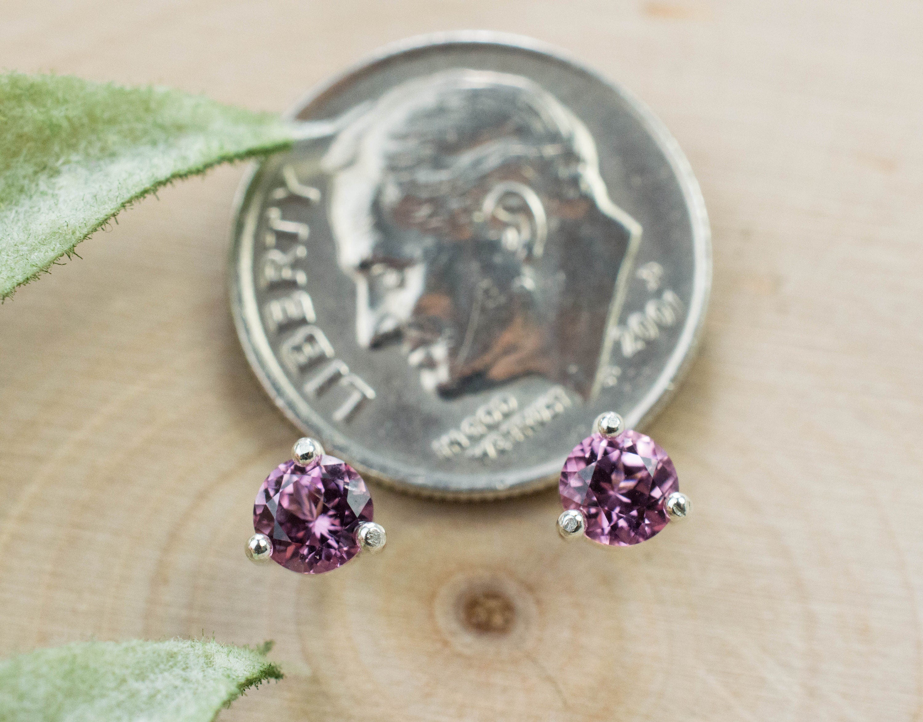 Pink Spinel Earrings; Natural Untreated Vietnam Spinel; 0.630cts