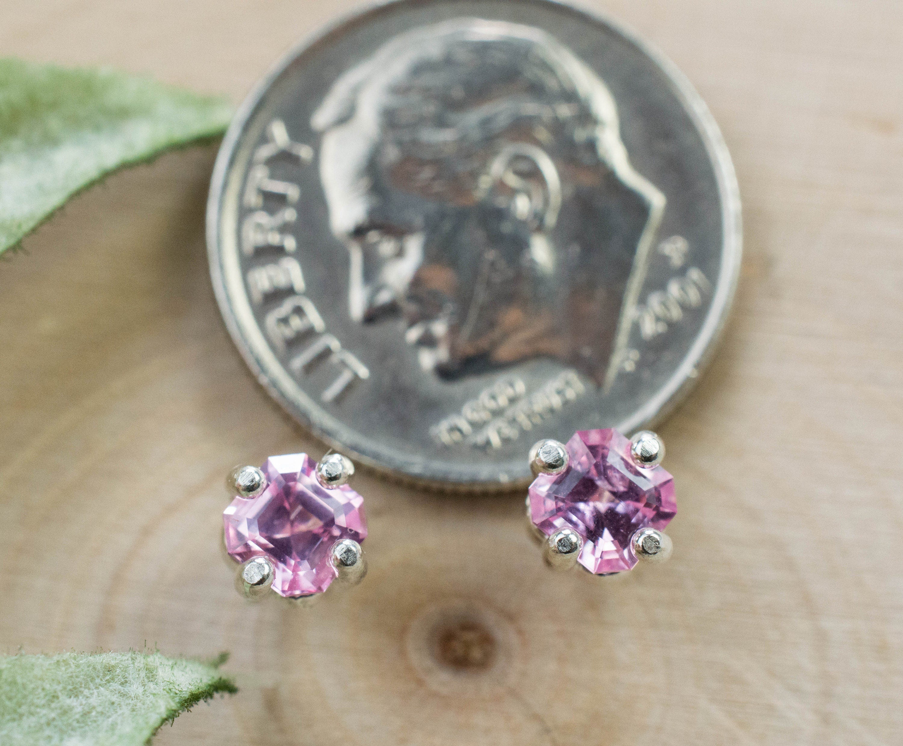 Pink Spinel Earrings; Natural Untreated Mozambique Spinel; 0.675cts