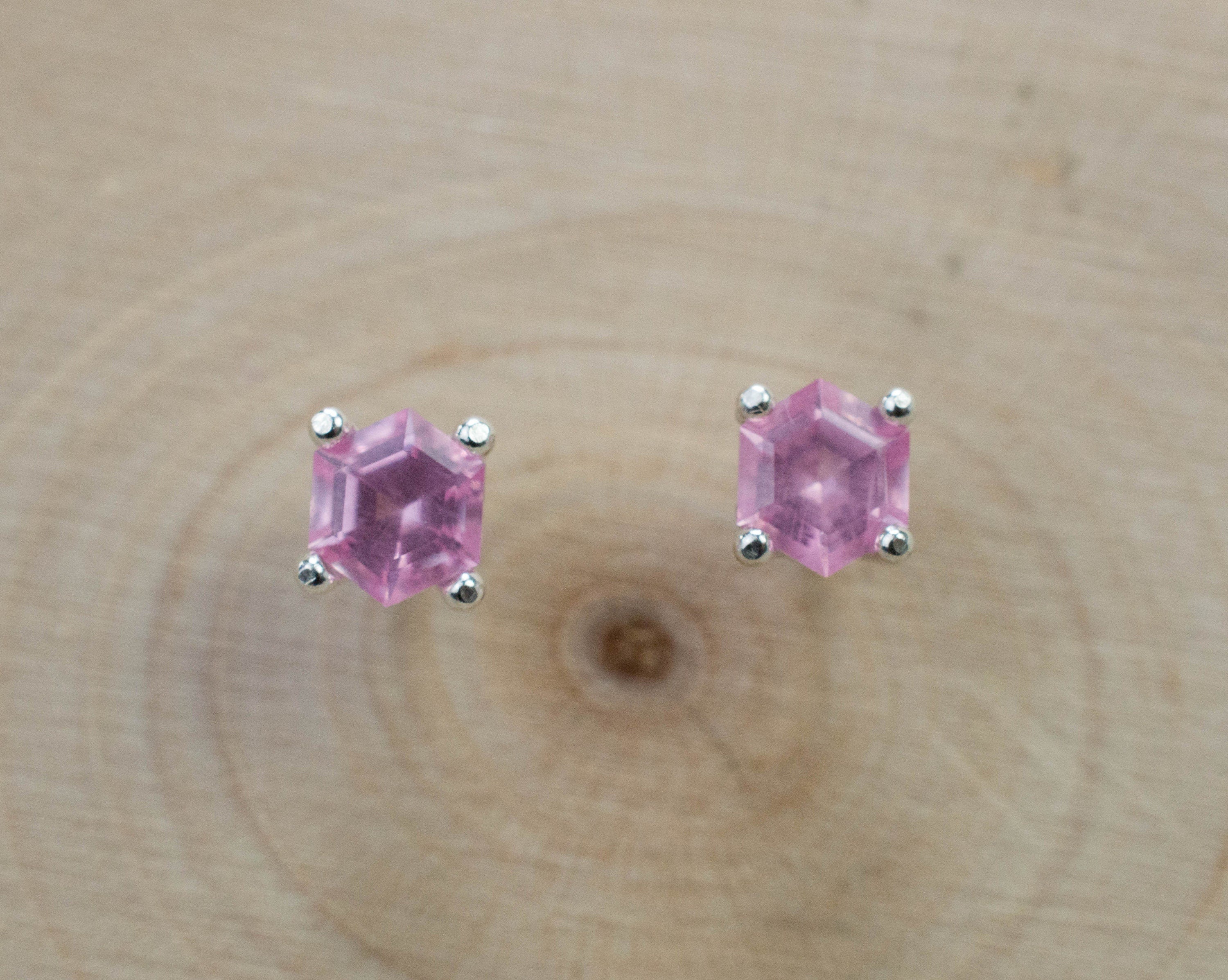 Pink Spinel Earrings; Natural Untreated Mozambique Spinel; 0.650cts