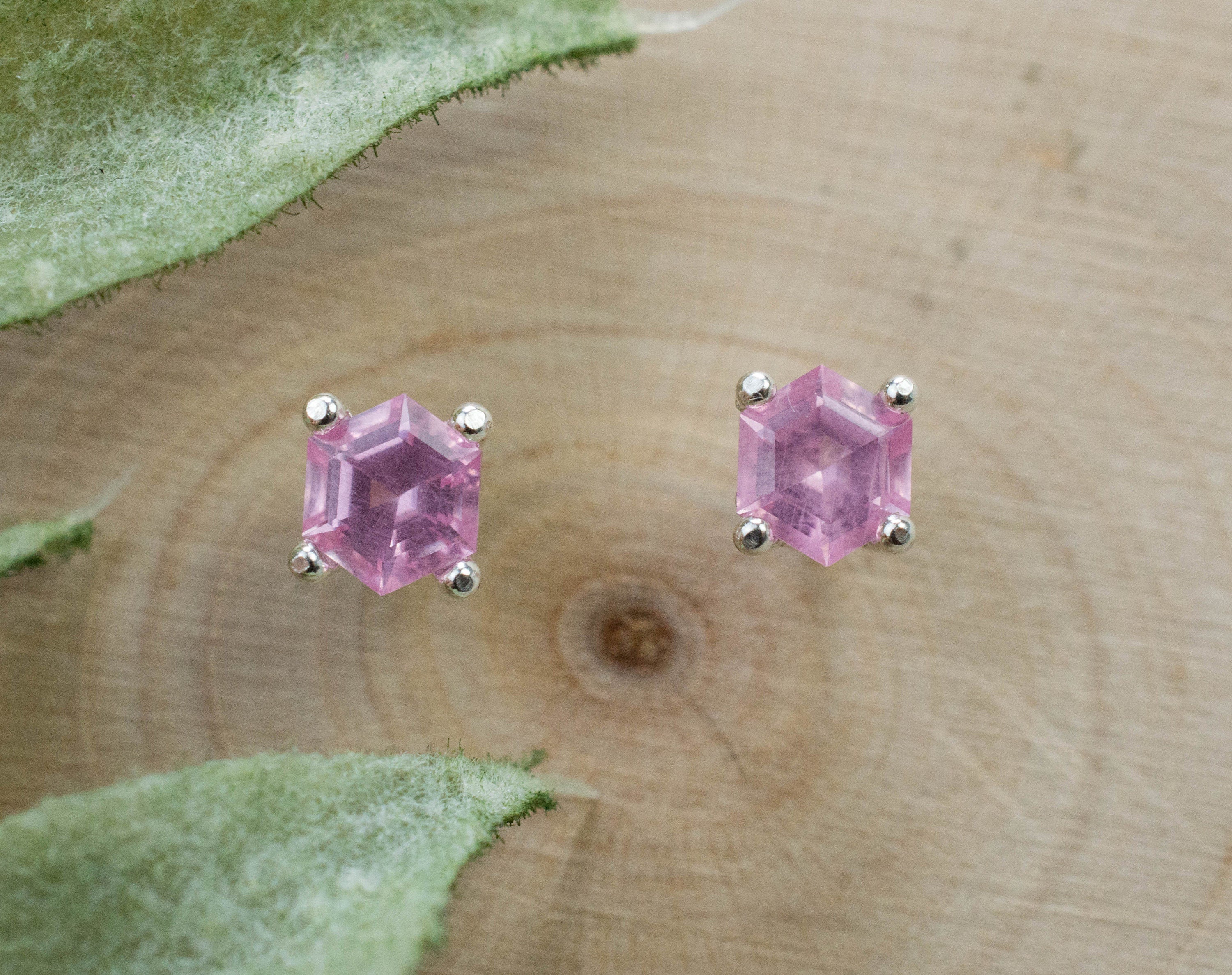 Pink Spinel Earrings; Natural Untreated Mozambique Spinel; 0.650cts