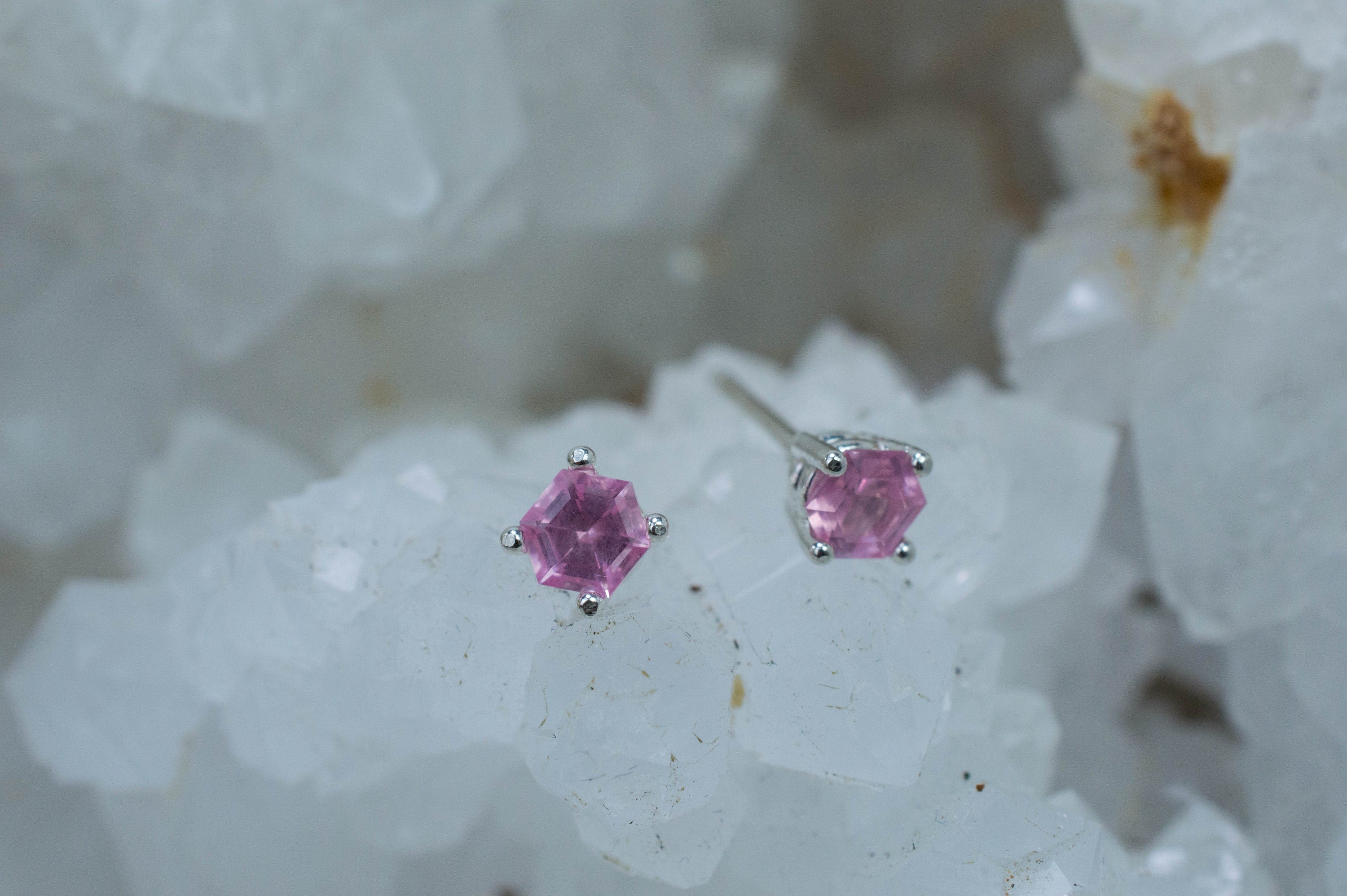 Pink Spinel Earrings; Natural Untreated Mozambique Spinel; 0.650cts